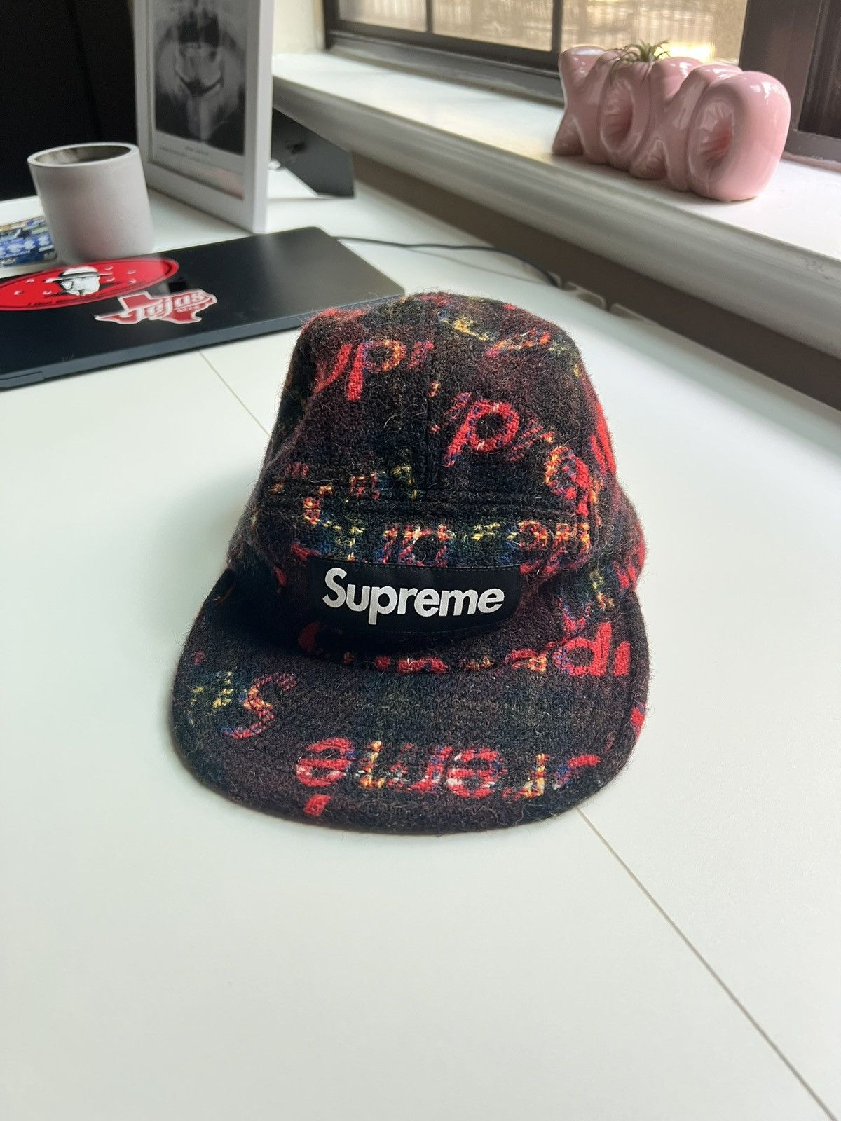 帽子 Supreme Harris Tweed Camp Cap\"Red Plaid\" Supreme Harris Tweed Camp Cap (SS25) - $58