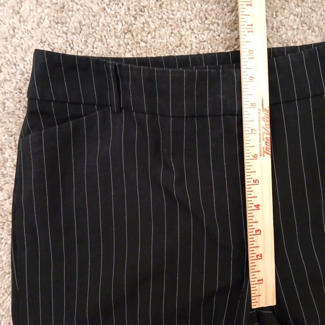 Vintage Apostrophe Dress Pants Womens Size 14 Black Striped 34x31 Mid Rise Stretch Flat Front Pants Women Size 36" / US 14 / IT 50 - 5 Thumbnail