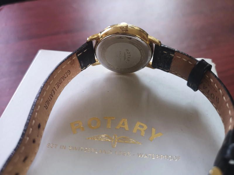 Designer Rotary gold dial black leather strap watch Size ONE SIZE - 7 Thumbnail