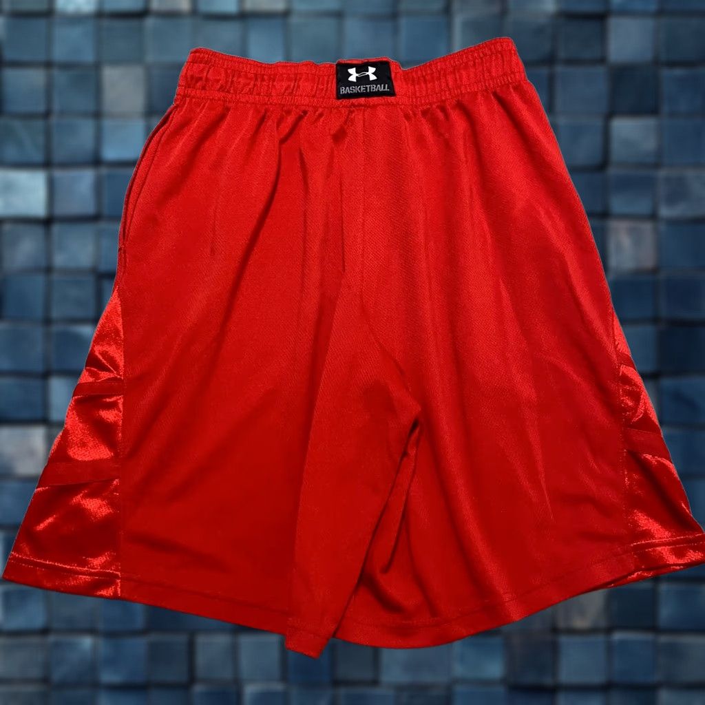 Under Armour Under Armour Mens Small Shorts Red Athletic Inseam 9" Elastic Waist Pockets Sports Logo 9 in 3/4 Size US 29 - 1 Thumbnail