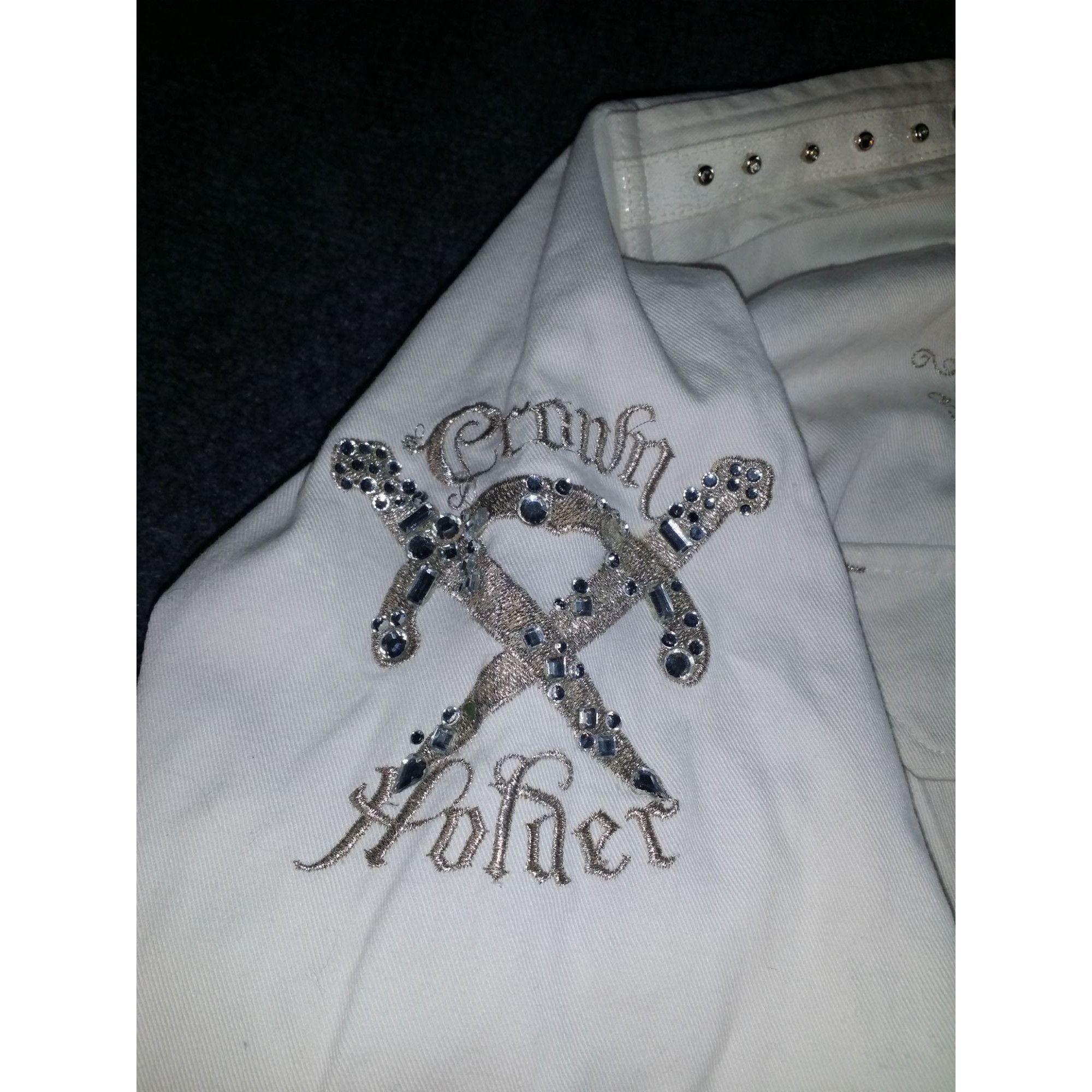 Other Crown Holder Button UP Shirt Men Sz 3XL White Rhinestone Emb Size US XXL / EU 58 / 5 - 6 Thumbnail