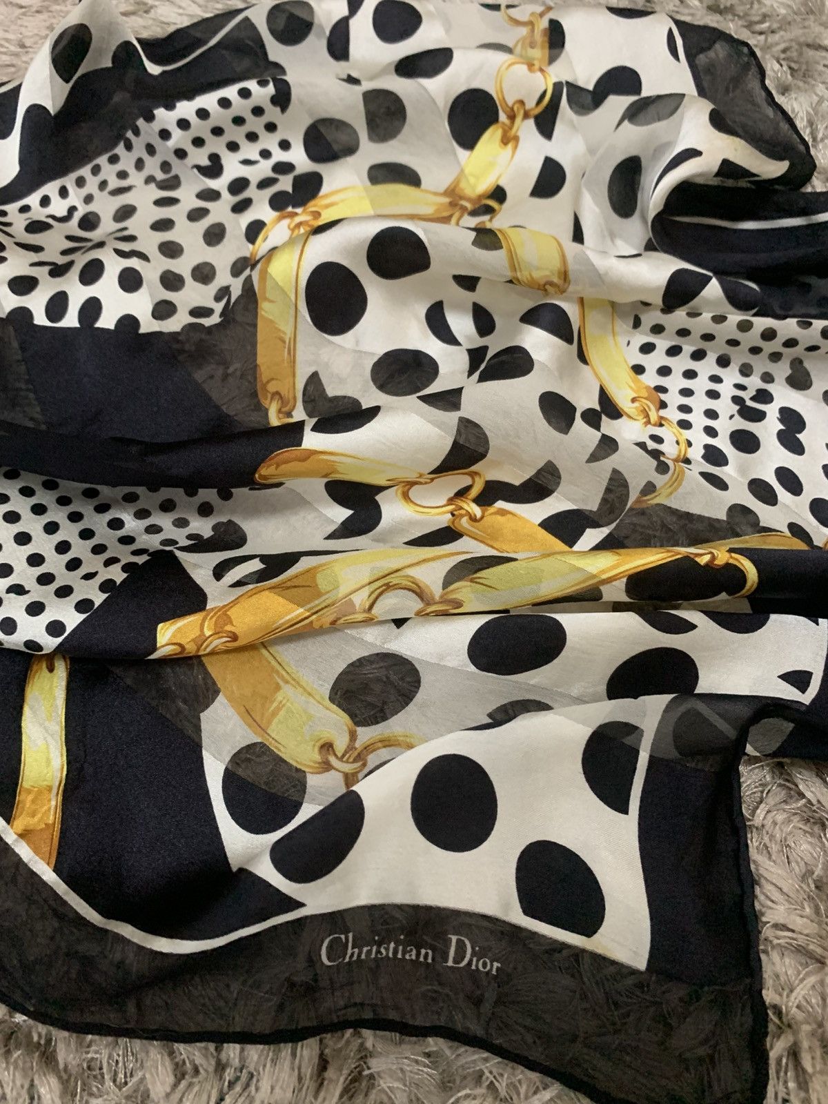 Dior CHRISTIAN DIOR SILK POLKA DOT CHAIN PATTERN SCARVES Size ONE SIZE - 9 Thumbnail