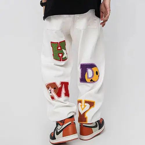 VIBE High street hip hop letter patch skateboard drawstring jeans Size US 30 / EU 46 - 1 Thumbnail