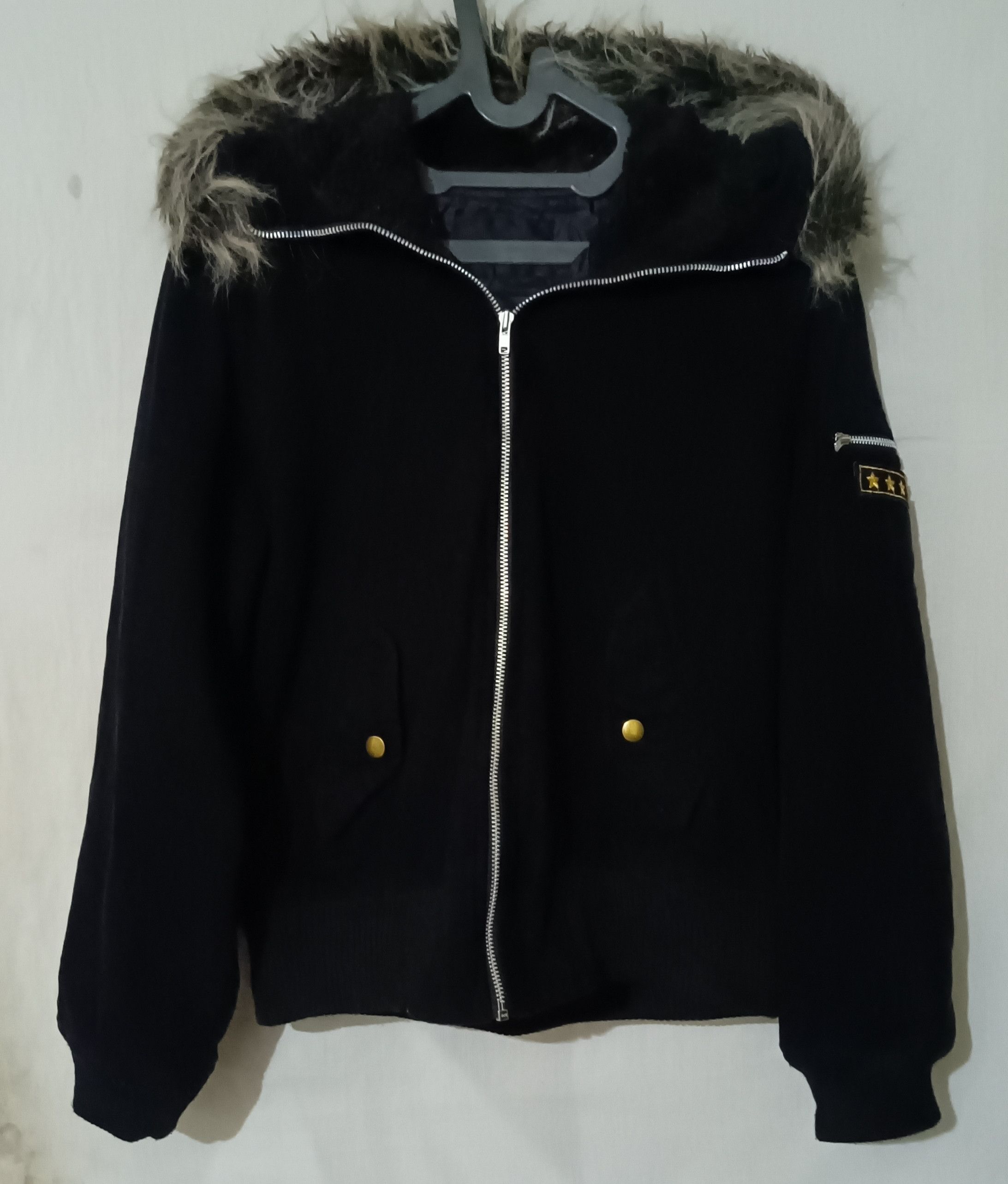 14th Addiction 2000's Faux Fur Big Hood Crop Velvet Jacket Size US M / EU 48-50 / 2 - 4 Thumbnail