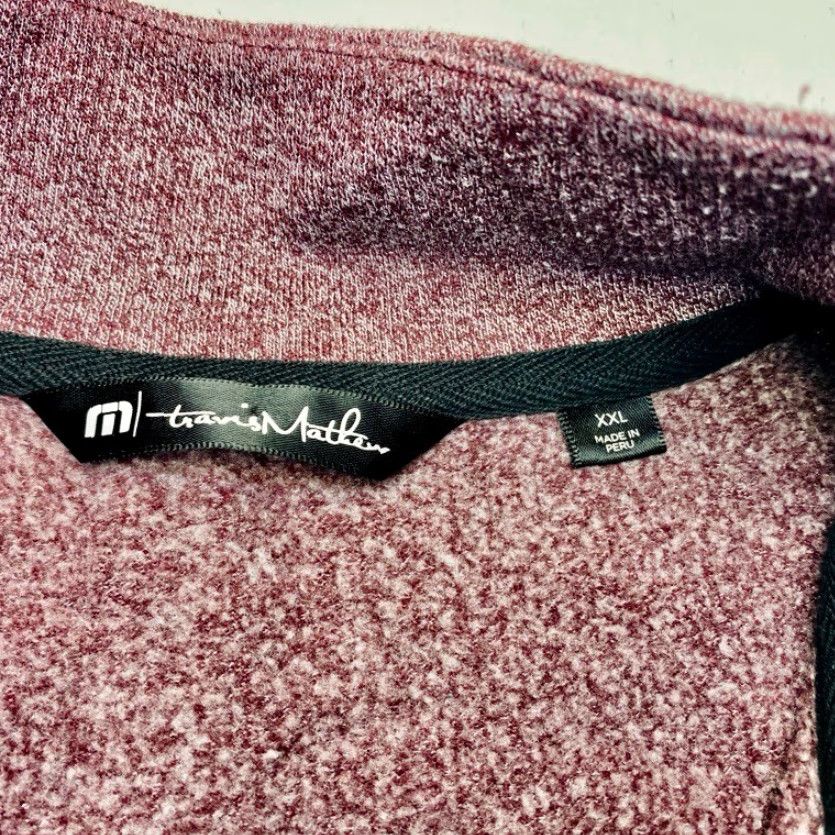 TravisMathew Travis Mathew Long Sleeve Fleece 1/4 Zip Sweater Mens 2XL Maroon Heather Golf Size US XXL / EU 58 / 5 - 7 Thumbnail