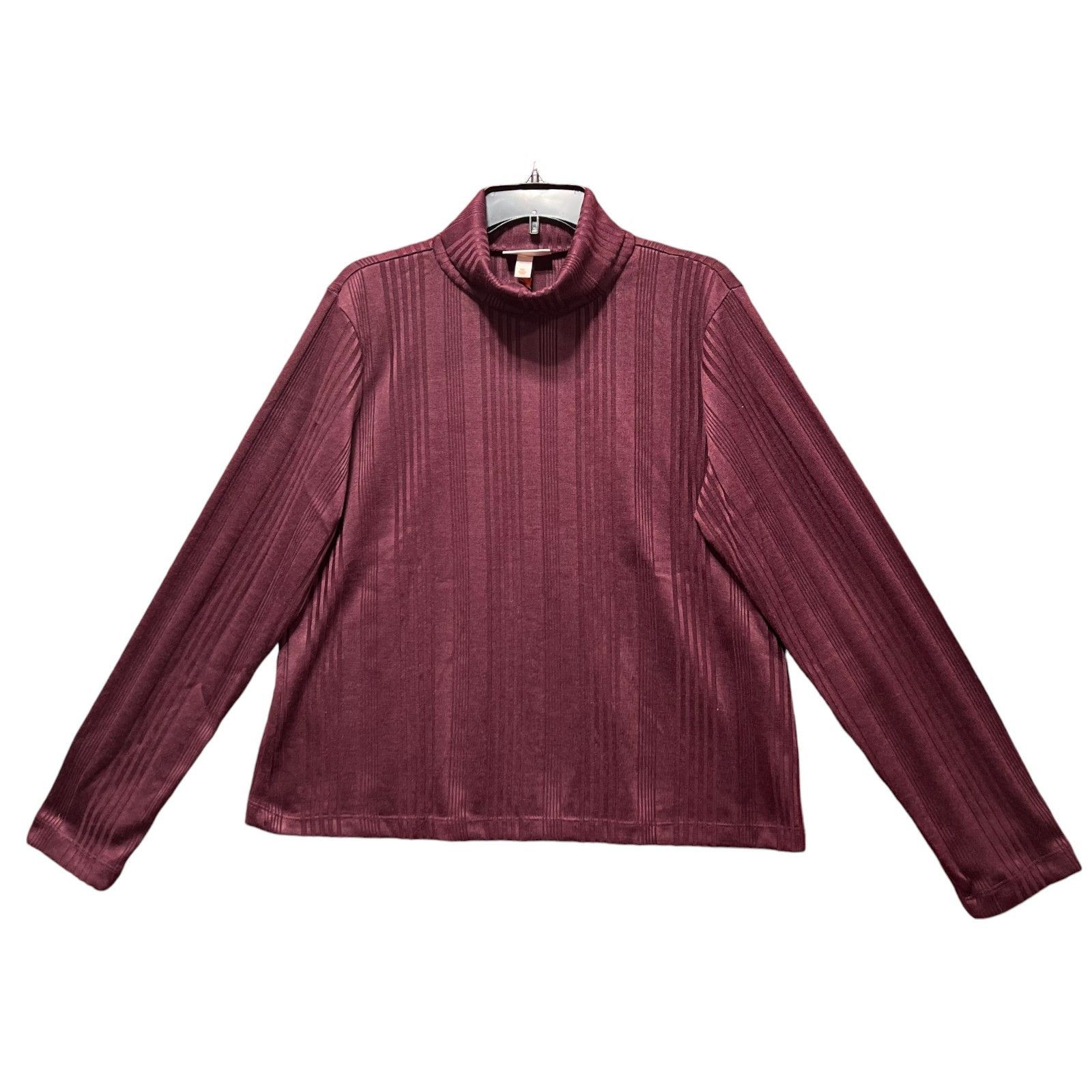 Other Knox Rose - Women's Long Sleeve Turtleneck Top - Plum - XXL Size XXL / US 16-18 / IT 52-54 - 2 Thumbnail