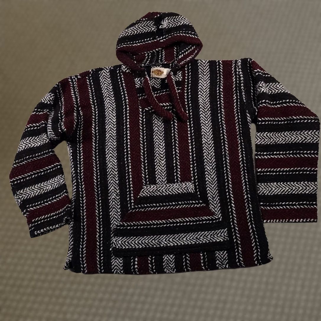 Vintage VINTAGE Earth Ragz Shirt Mens XL Black Baja Hoodie Heavy Sweatshirt Jacket Adult White Stripe Woven Size US XL / EU 56 / 4 - 1 Thumbnail