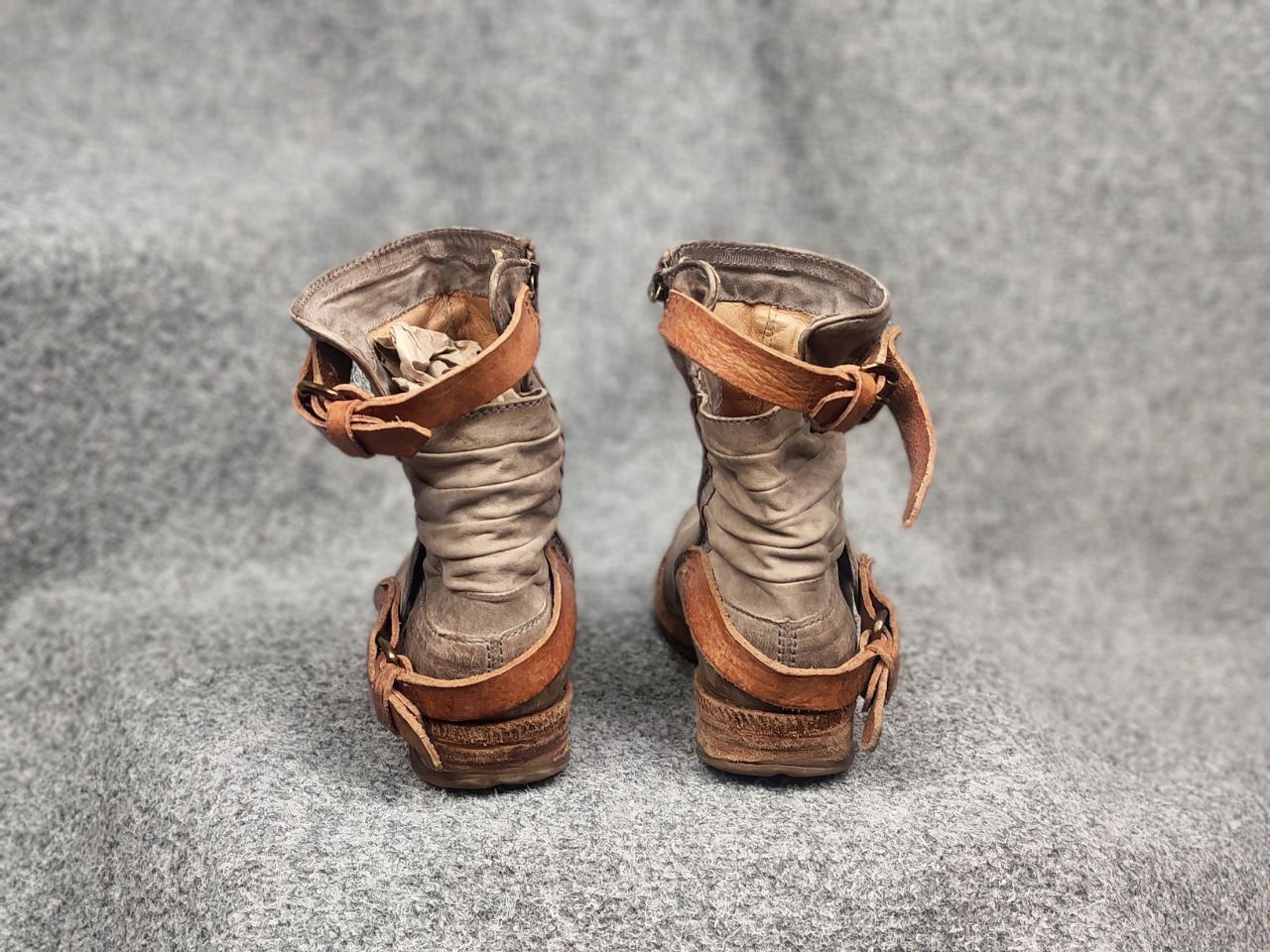 A.S.98 A.S.98 Design mummy Leather faded Ankle Zip Strap Boots Size US 9 / IT 39 - 12 Thumbnail