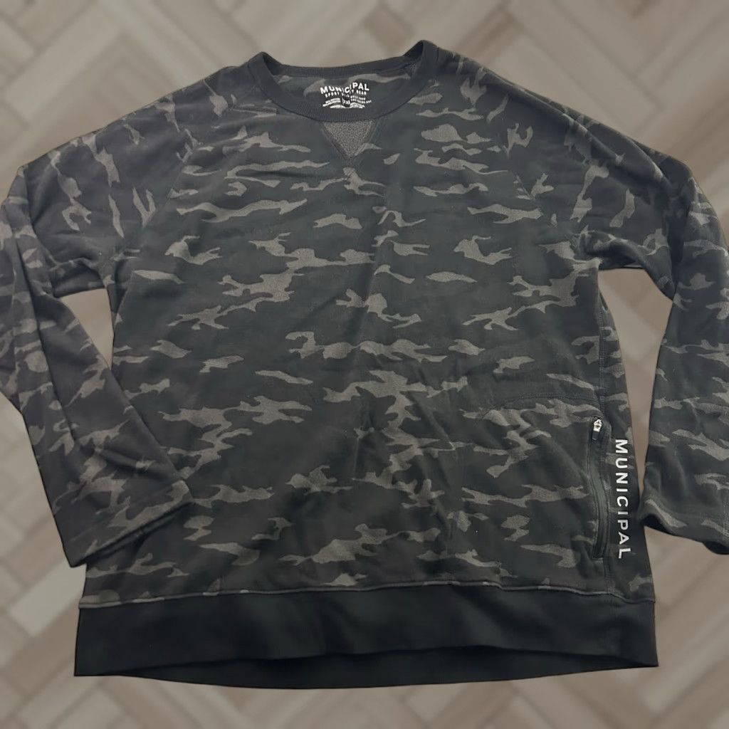 Vintage Municipal Sweatshirt Camo Print Crewneck Long Sleeve Men's 2XL Black Gray Cotton Logo Pullover Winter Fall Small Details: Vintage No Size US XXL / EU 58 / 5 - 1 Thumbnail