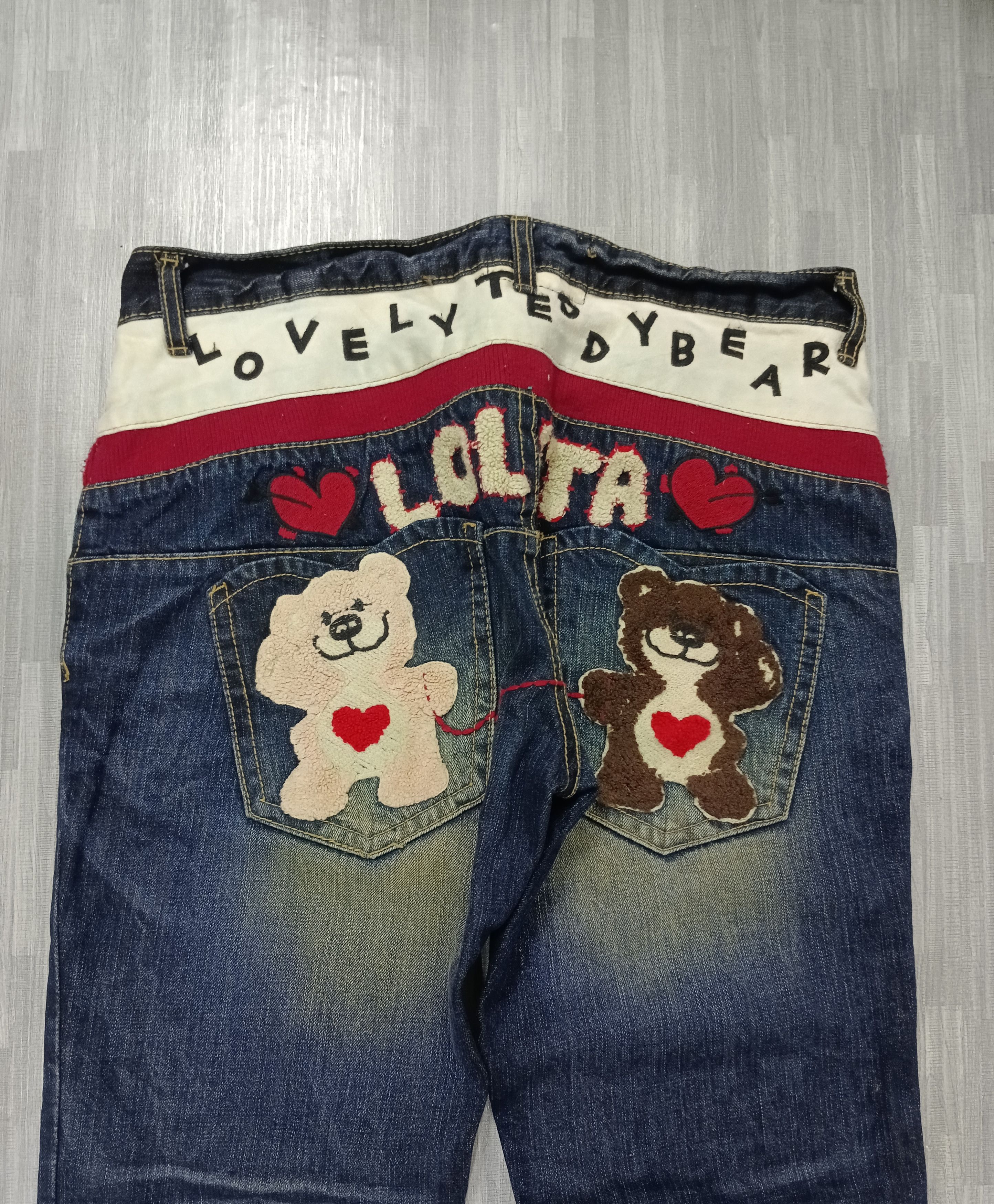 If Six Was Nine RUSTY SICK PACTHWORK LOVELY TEDDY BEAR DENIM PANTS Size US 33 - 5 Thumbnail