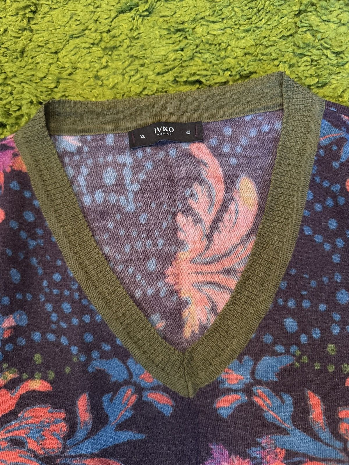 Designer Ivko avant Garde floral pattern 100% wool sweater Size M / US 6-8 / IT 42-44 - 4 Thumbnail