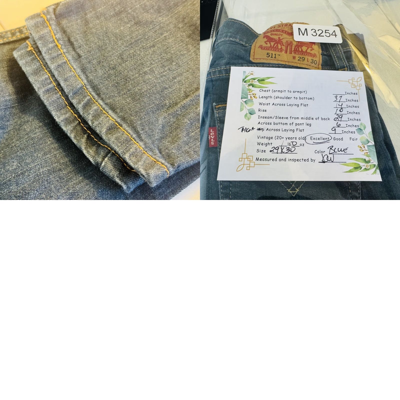 Levi's Levi's 511 Jeans Mens 29x30 Blue Medium Wash Slim Taper Stretch Denim Mid Rise Denim Bottoms 5-Pocket Logo Zipper Size US 29 - 8 Thumbnail