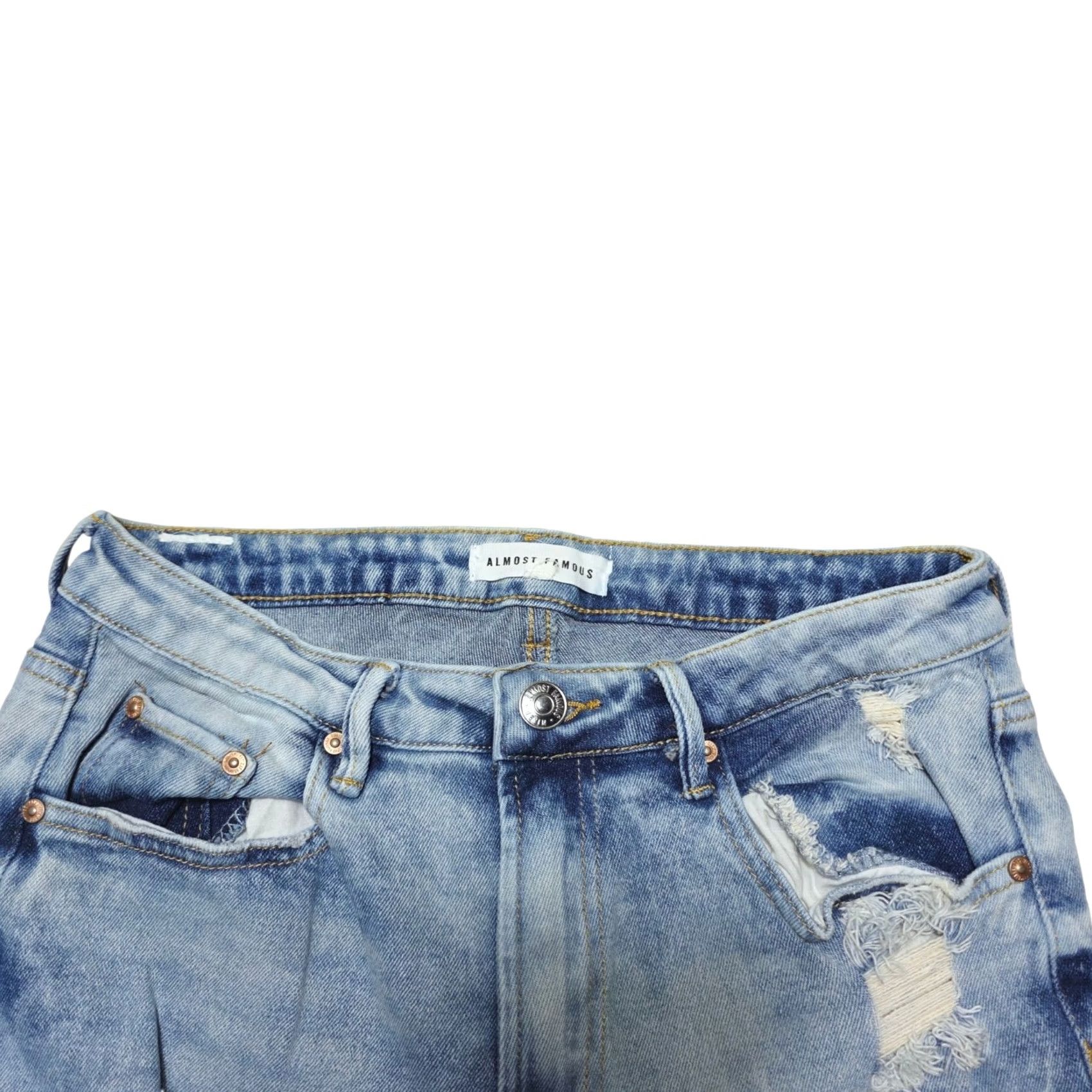 Almost Famous Almost Famous Jeans Women’s 28x27 Light Wash Distressed Raw Hem Size 28" / US 6 / IT 42 - 4 Thumbnail
