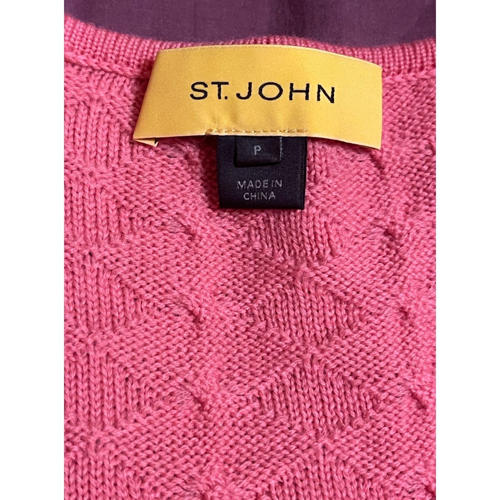 St. John St. John Yellow Label Pullover Sweater Petite 3/4 Sleeve Cable-Knit 100% Wool Salmon Women Solid Casual Business Size S / US 4 / IT 40 - 4 Thumbnail