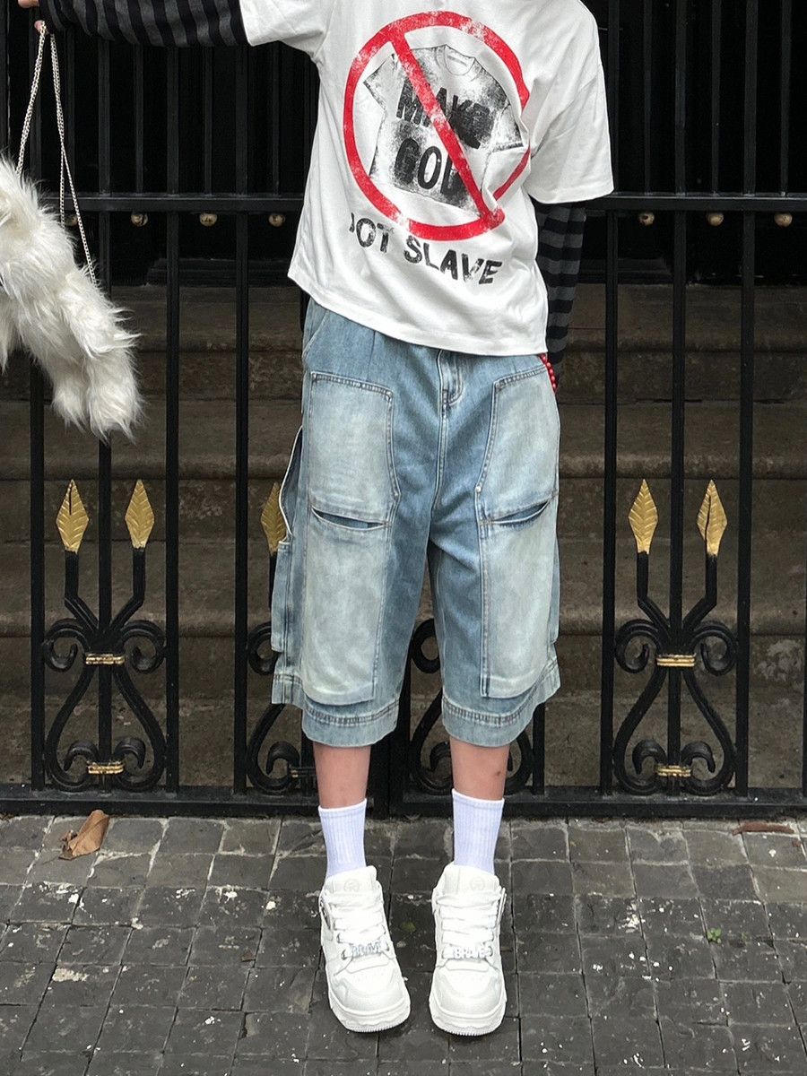 Japanese Brand × Vintage Denim Short Washing Worn-out Size US 32 / EU 48 - 2 Thumbnail