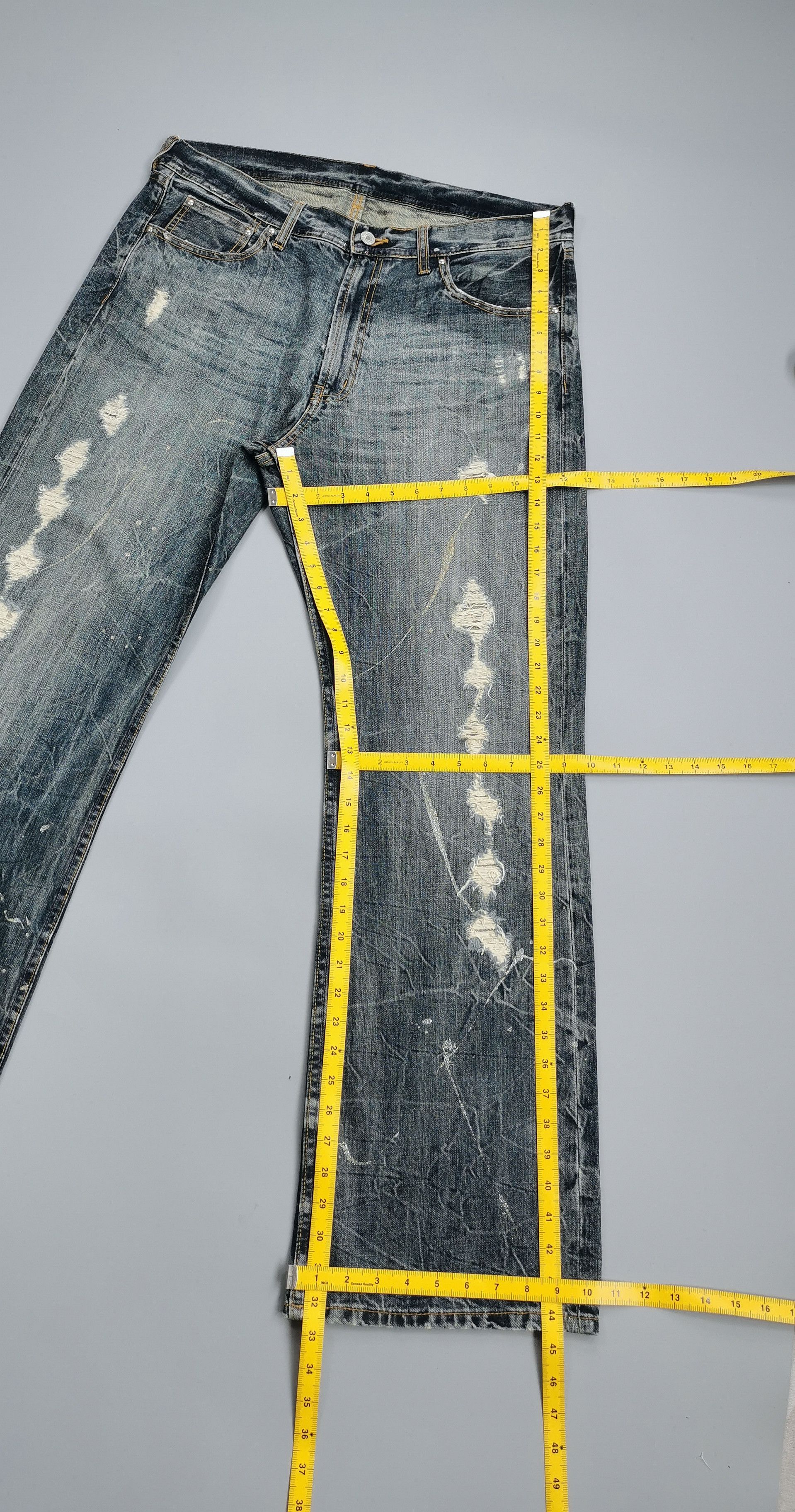 Le Grande Bleu (L.G.B.) Avant Garde Flared Thrashed Ripped Paint Splatter Denim Size US 36 / EU 52 - 10 Thumbnail