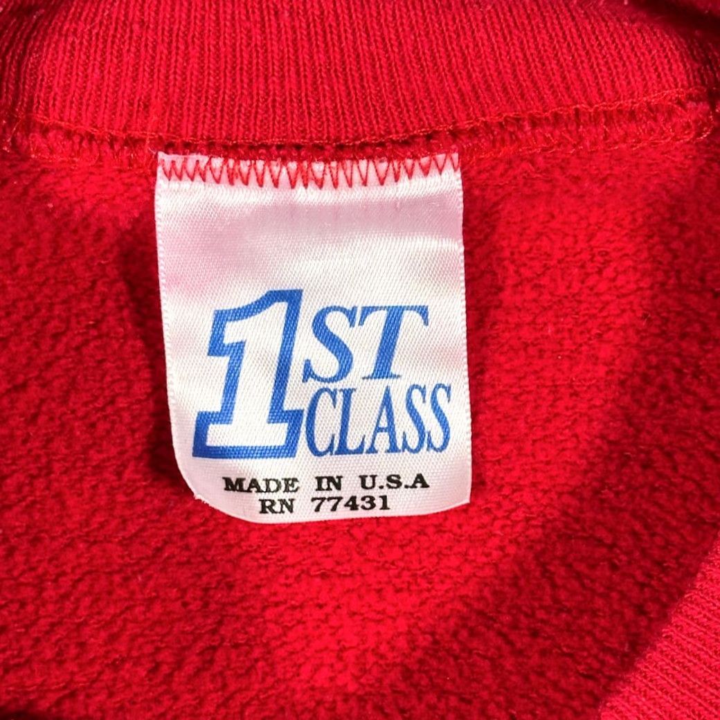 Vintage VINTAGE Christmas Sweater Shirt Adult MEDIUM Red Santa 90s Raglan 1st Class USA Mens Size US M / EU 48-50 / 2 - 4 Thumbnail