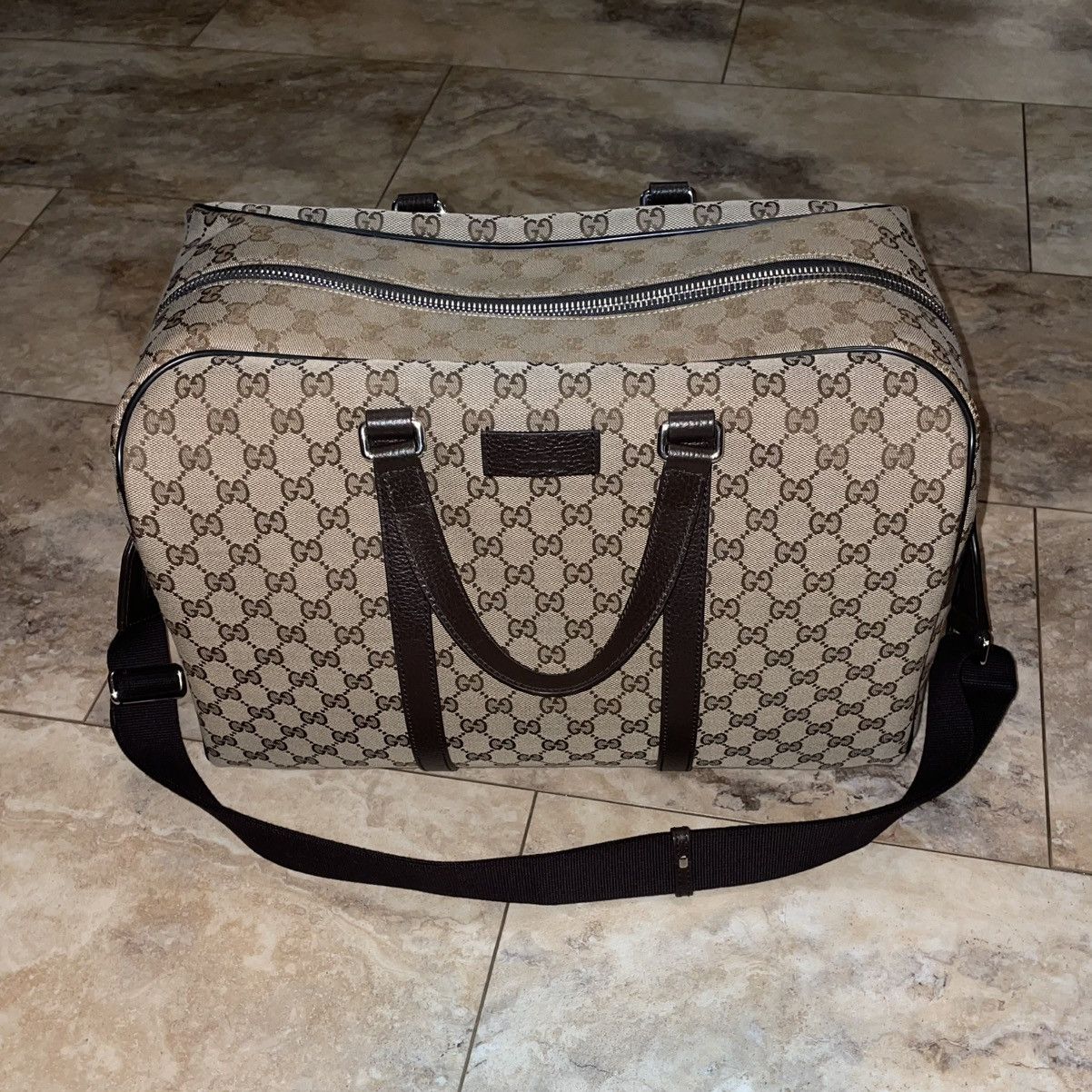 Gucci Gucci Boston GG Canvas Duffle Bag Beige/Ebony Size ONE SIZE - 1 Thumbnail