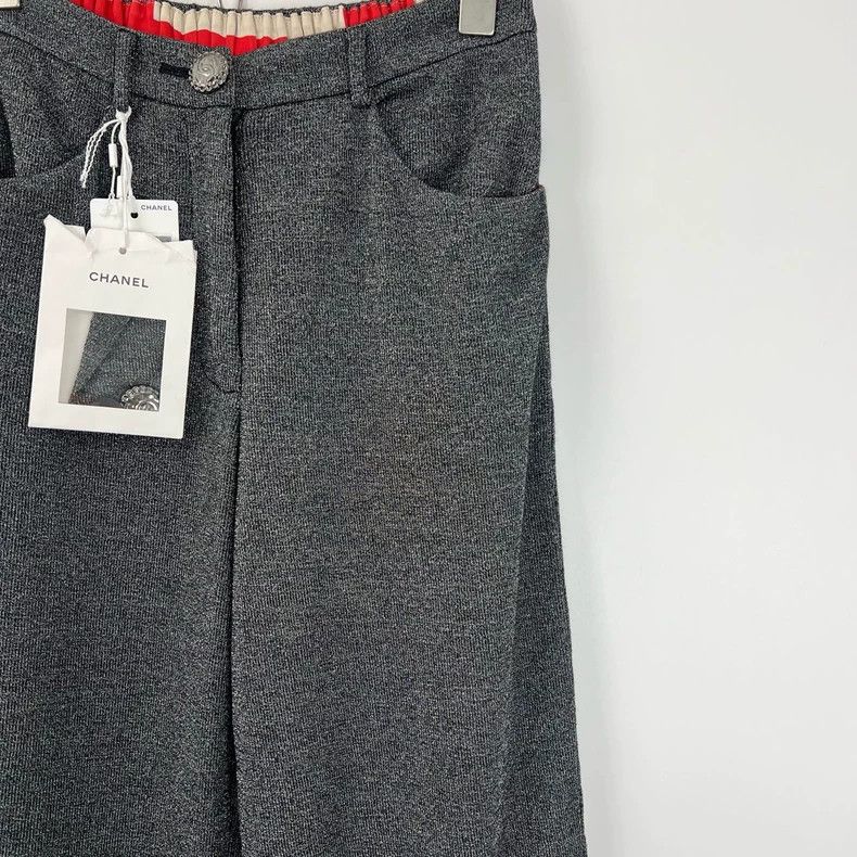 Chanel Chanel Gray Silver Thread Wide-Leg Casual Pants Size US 36 / EU 52 - 1 Thumbnail