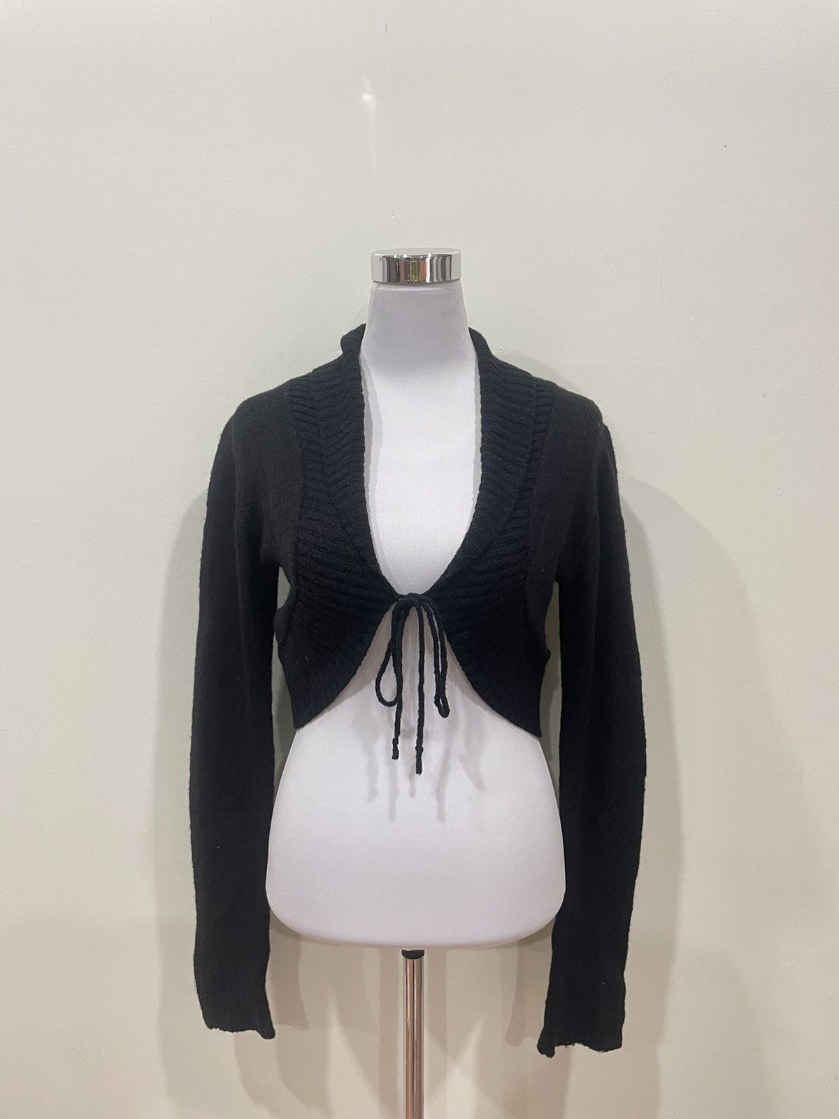 image of Kookai Long Sleeve Cropped Cardigan in Black, Women's (Size Small)