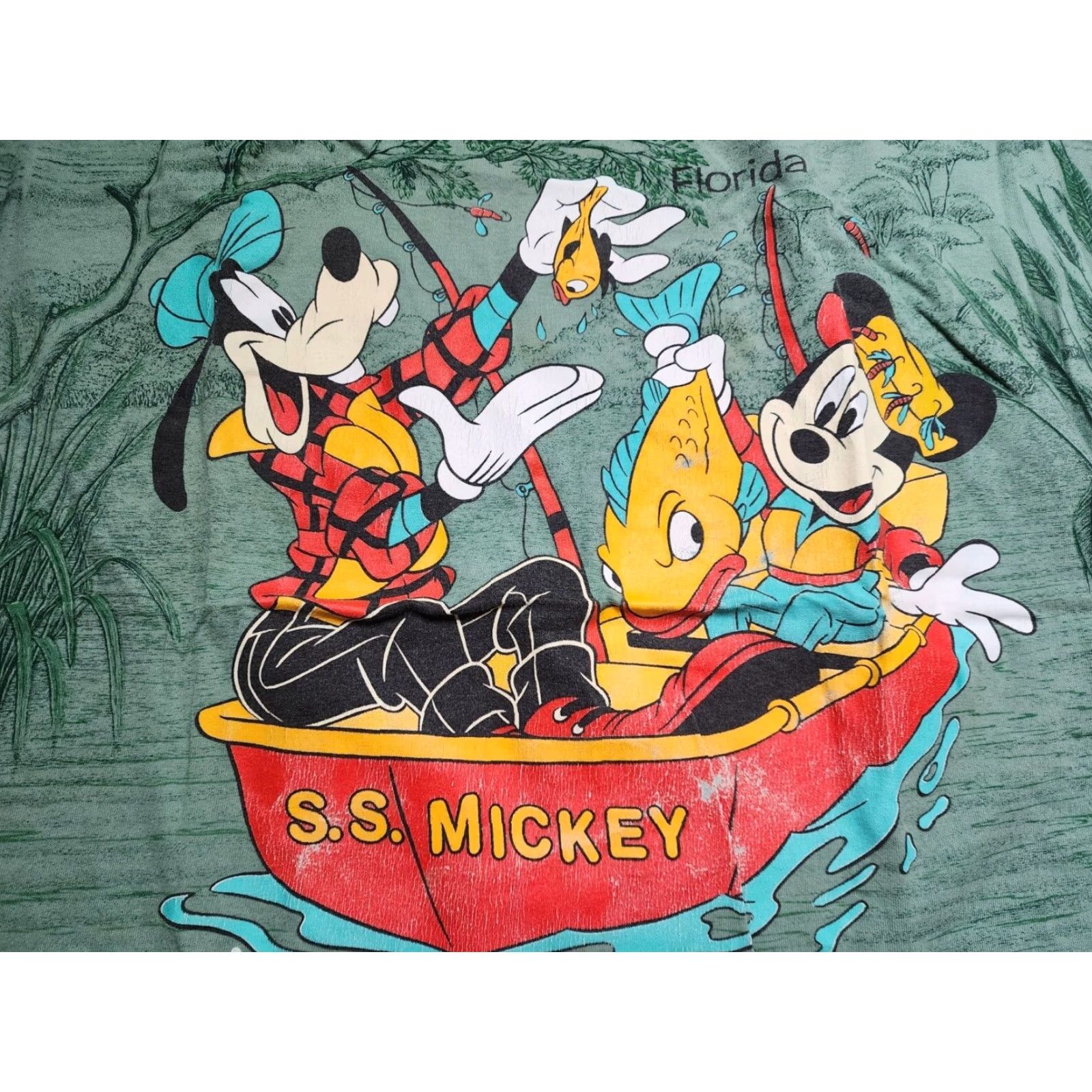 Disney VINTAGE Disney Mickey Mouse All Over Print Short Sleeve T Shirt Mens XL Green Size US XL / EU 56 / 4 - 2 Thumbnail