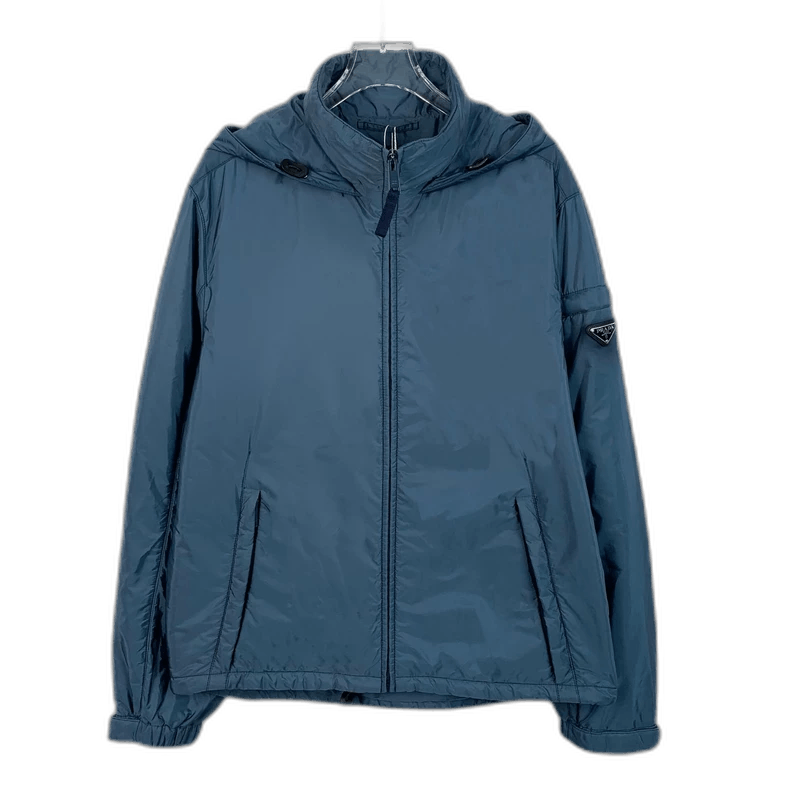 Prada Prada Triangle Plaque Logo Hooded Reversible Jacket