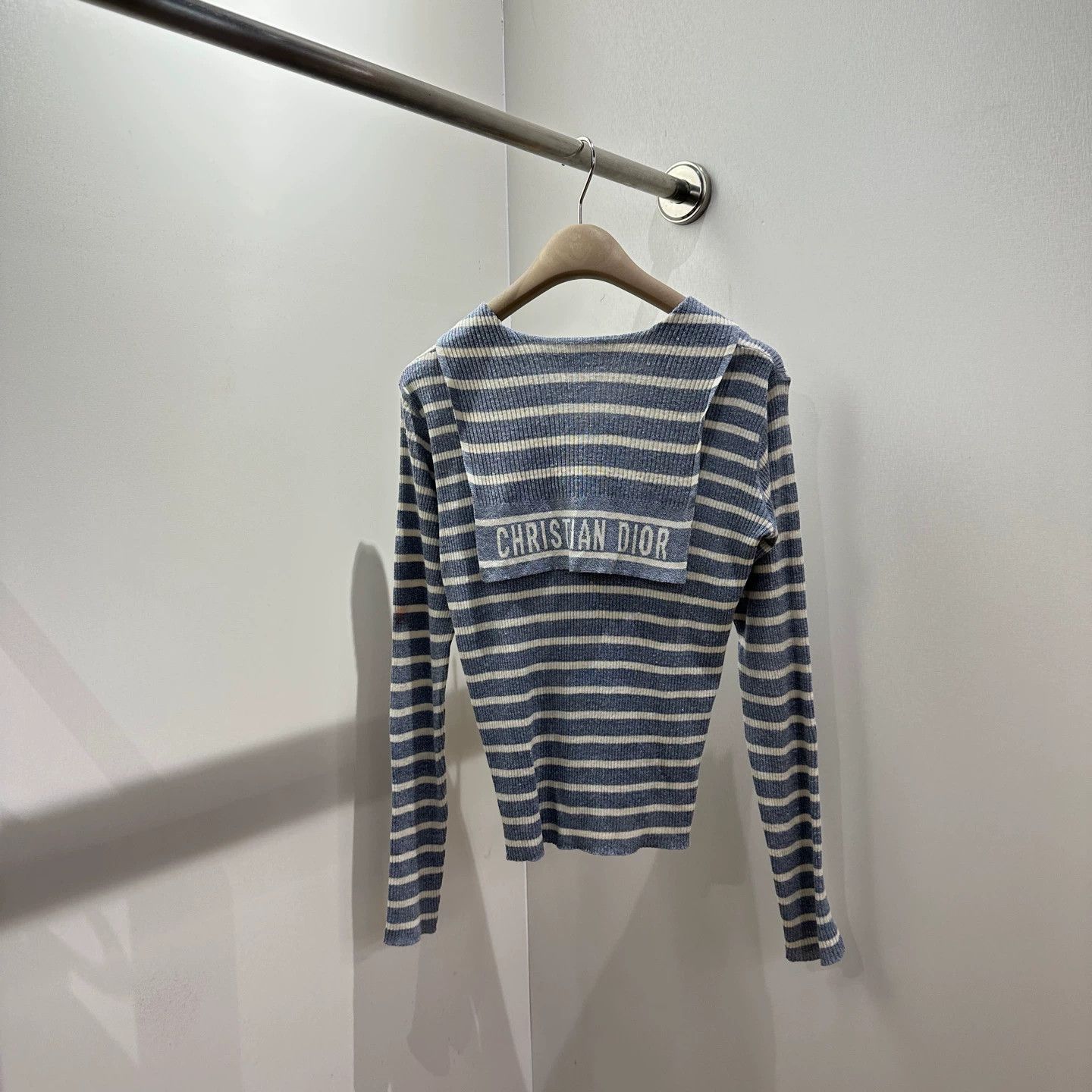 Christian Dior Monsieur Dior may791 25FW Striped Navy-Collar Linen Knit Top 34 Size XS / US 0-2 / IT 36-38 - 1 Thumbnail