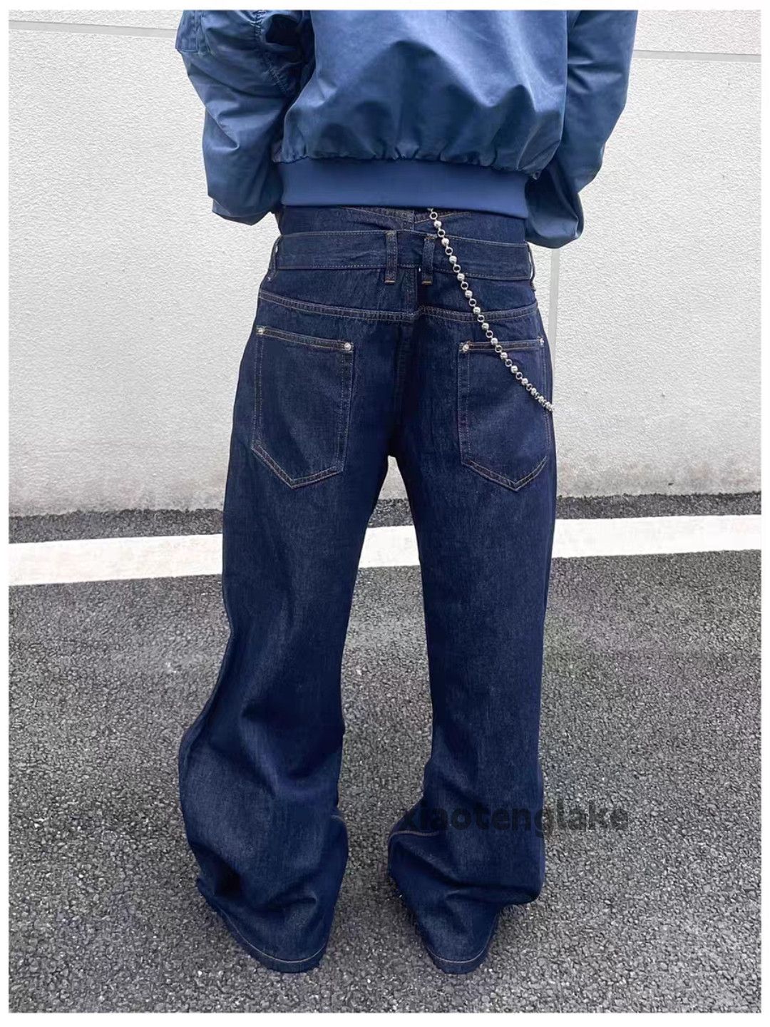Jean Custom asaprocky travisscott style double waist loose jeans Size US 30 / EU 46 - 6 Thumbnail