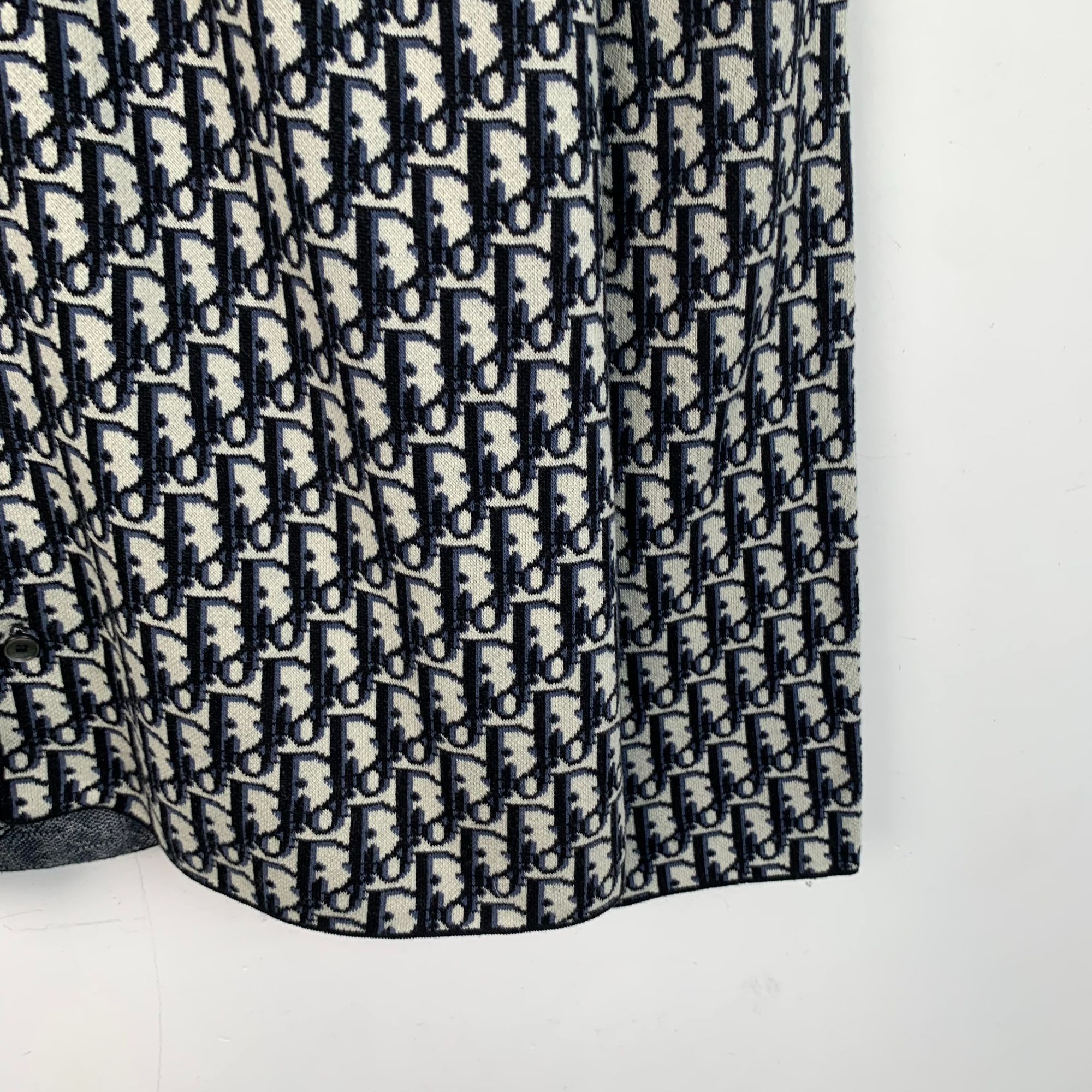 Dior Christian Dior Monogram Button-Up Shirt XS Navy/White Knit W Size XS / US 0-2 / IT 36-38 - 4 Thumbnail