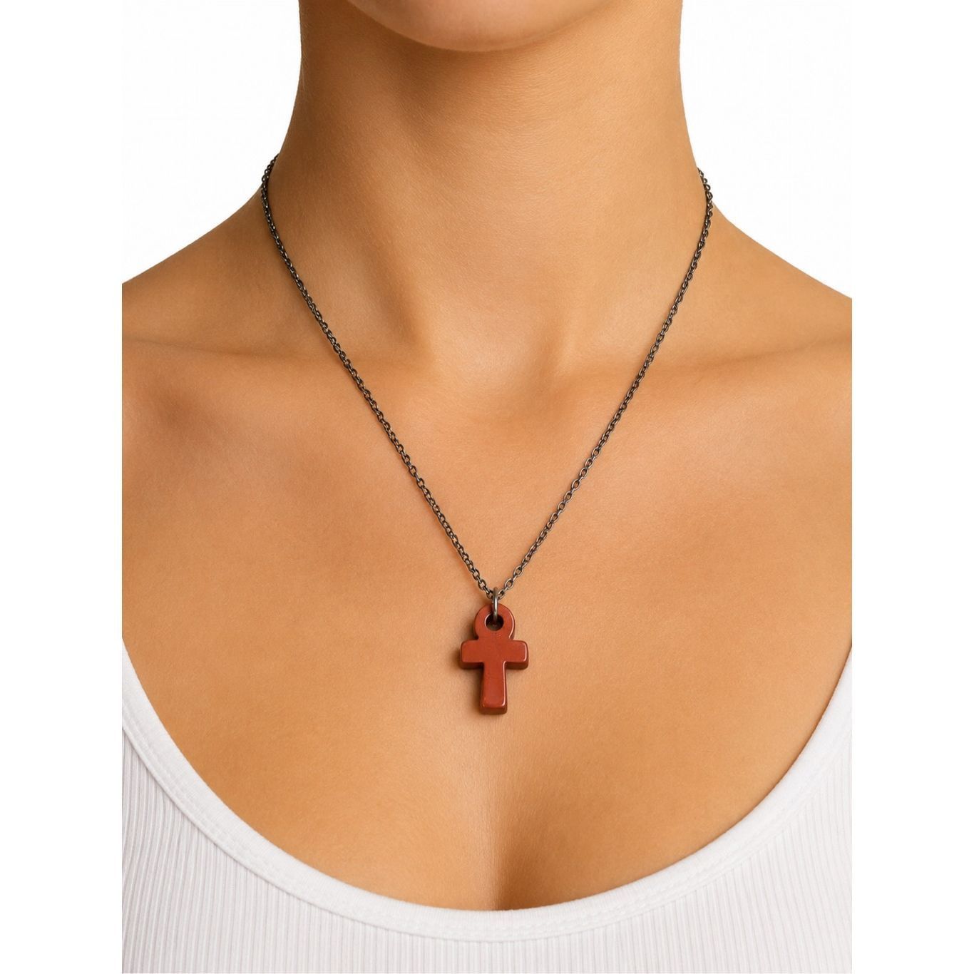 Other Red jasper ankh carving key of life necklace pendant eternal life Egyptian pink black Size ONE SIZE - 1 Thumbnail