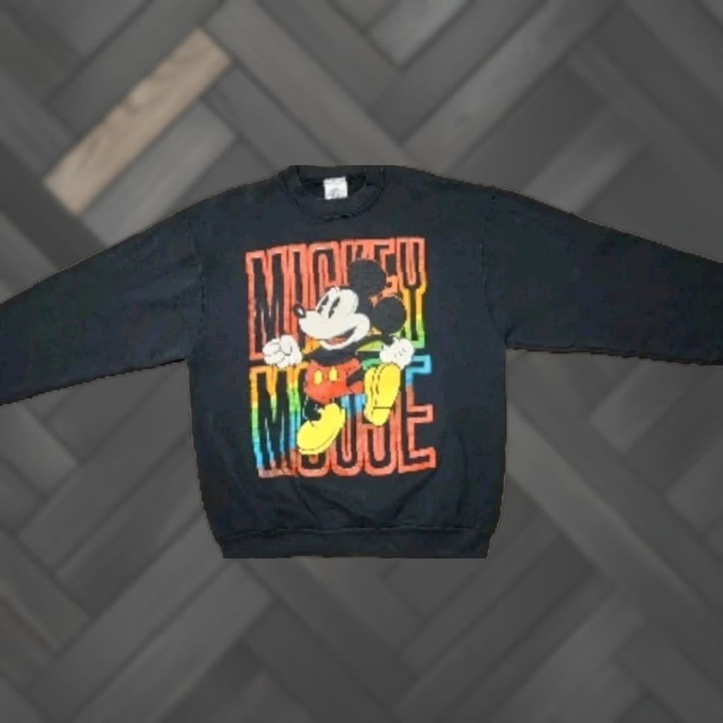 Mickey & Co. Mickey Mouse & Co Sweatshirt M Medium Black Rainbow Mickey Vintage 90s Disney Sweater Size US M / EU 48-50 / 2 - 1 Thumbnail