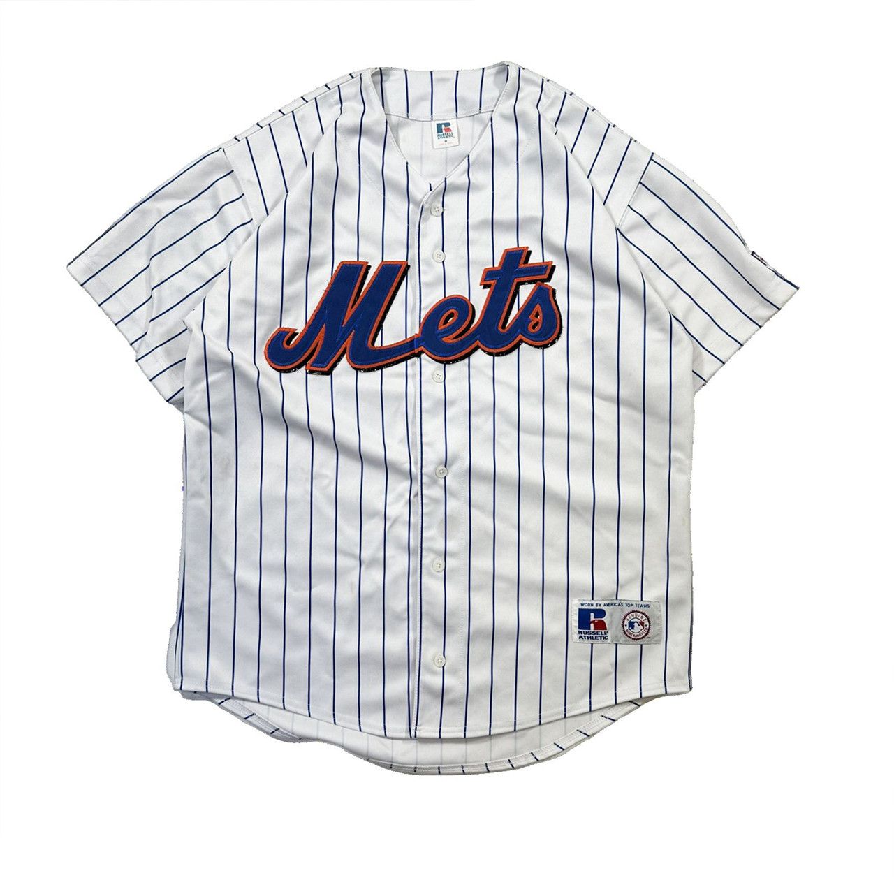 Vintage Vintage 90s Russell Athletic New York Mets Striped Baseball Size US M / EU 48-50 / 2 - 1 Thumbnail