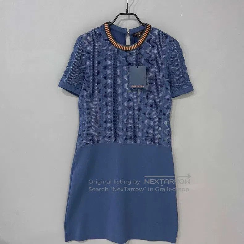 Louis Vuitton Louis Vuitton Blue Woven Cutout Dress Size S / US 4 / IT 40 - 2 Thumbnail