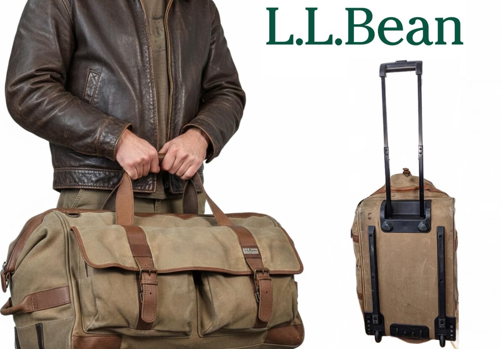 L.L. Bean L.L.Bean Rolling Duffel Bag Brown Canvas 1990 Carry-on China Size ONE SIZE - 1 Thumbnail
