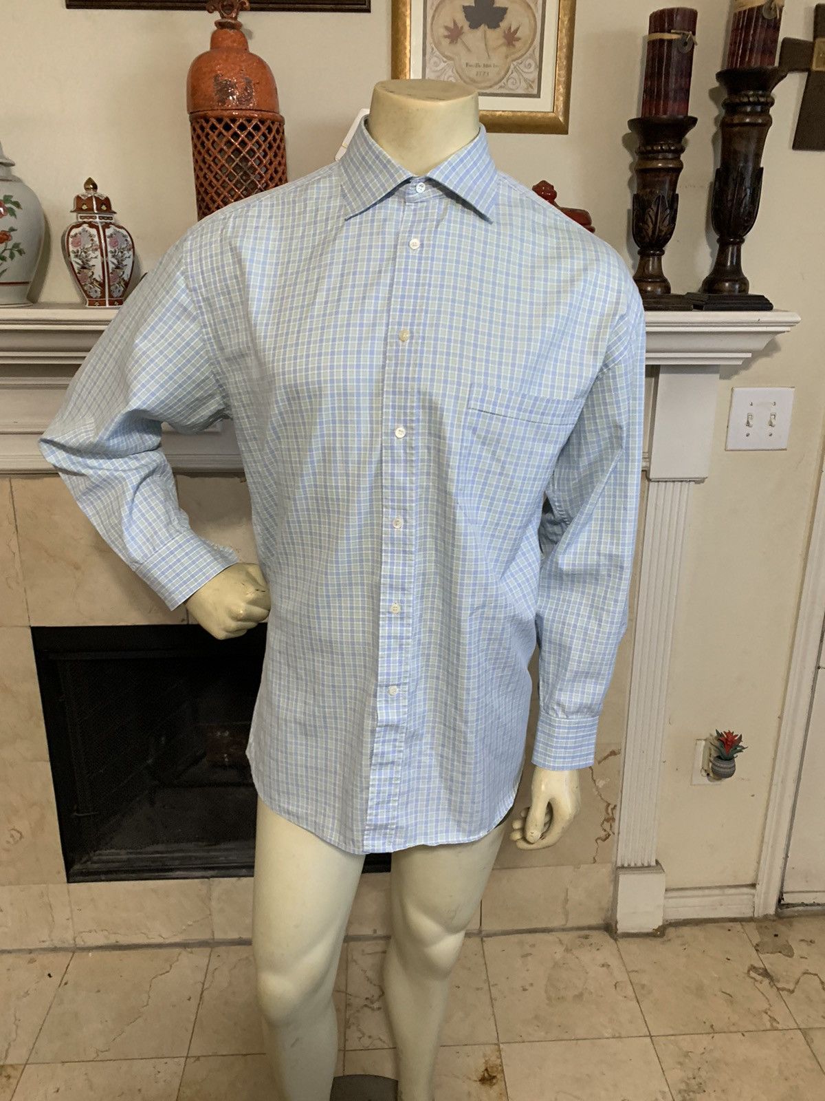 Canali Mini Check Spread collar Dress shirt 17.5/34 Size US XL / EU 56 / 4 - 1 Thumbnail