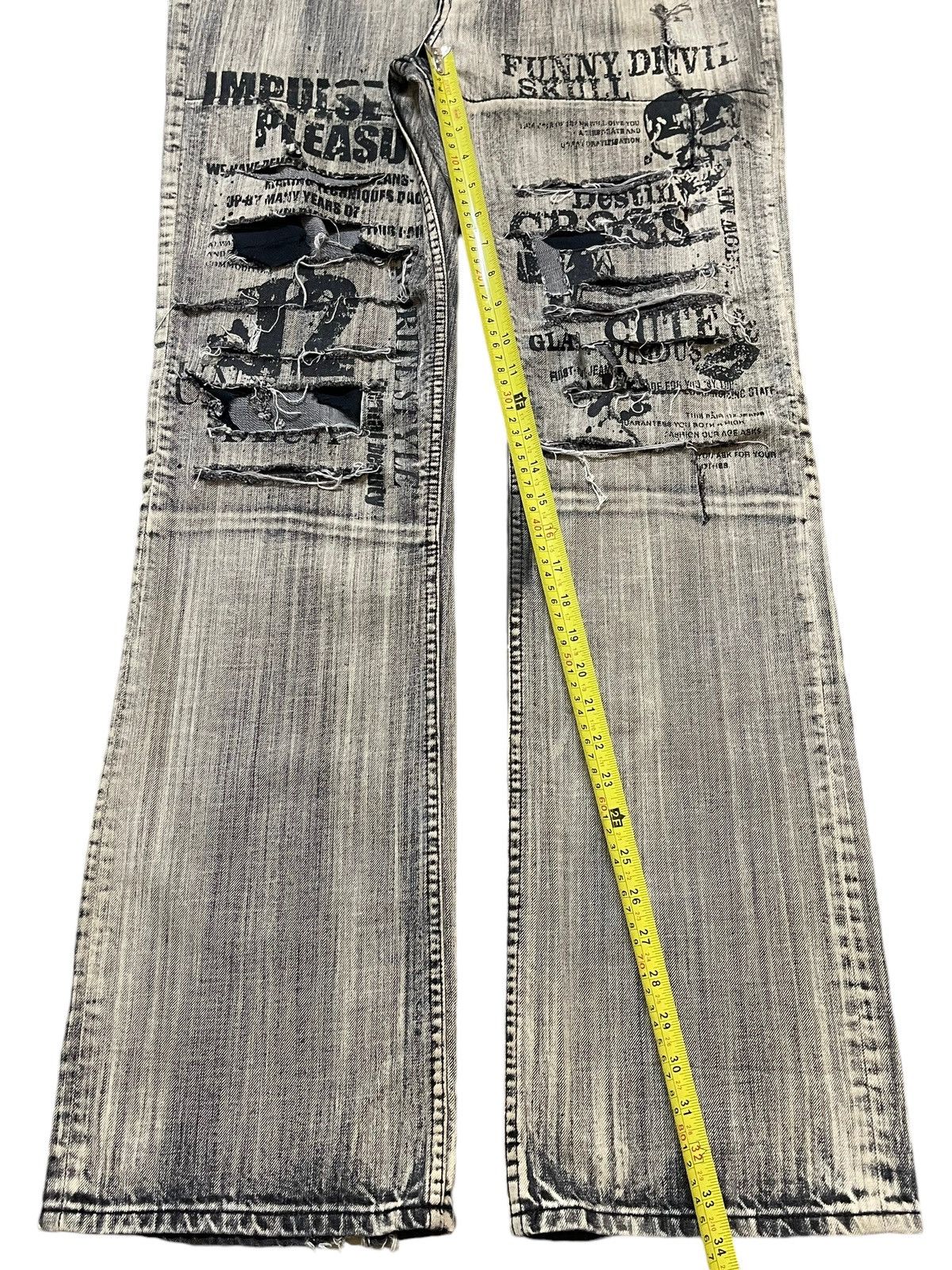 If Six Was Nine Vintage Japanese Brand Punk Skull Distressed Wide Leg Jeans Size US 34 / EU 50 - 13 Thumbnail