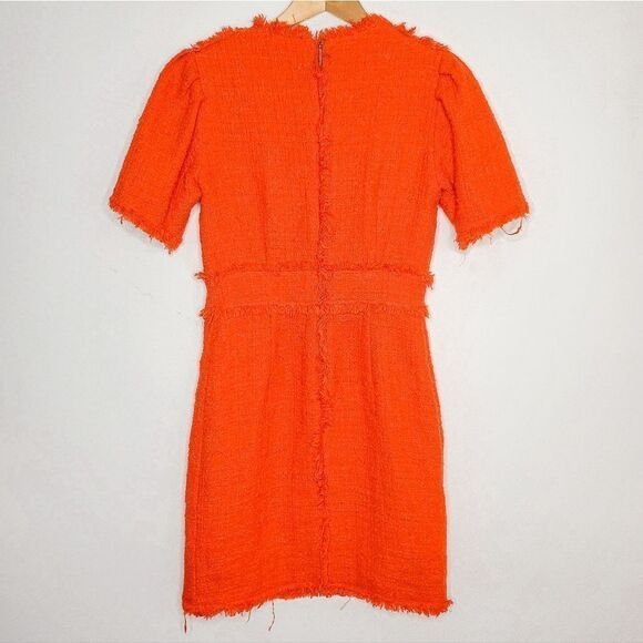 MSGM MSGM Milano Red Orange Bouclé Tweed Frayed Detail Sheath Min Size M / US 6-8 / IT 42-44 - 4 Thumbnail