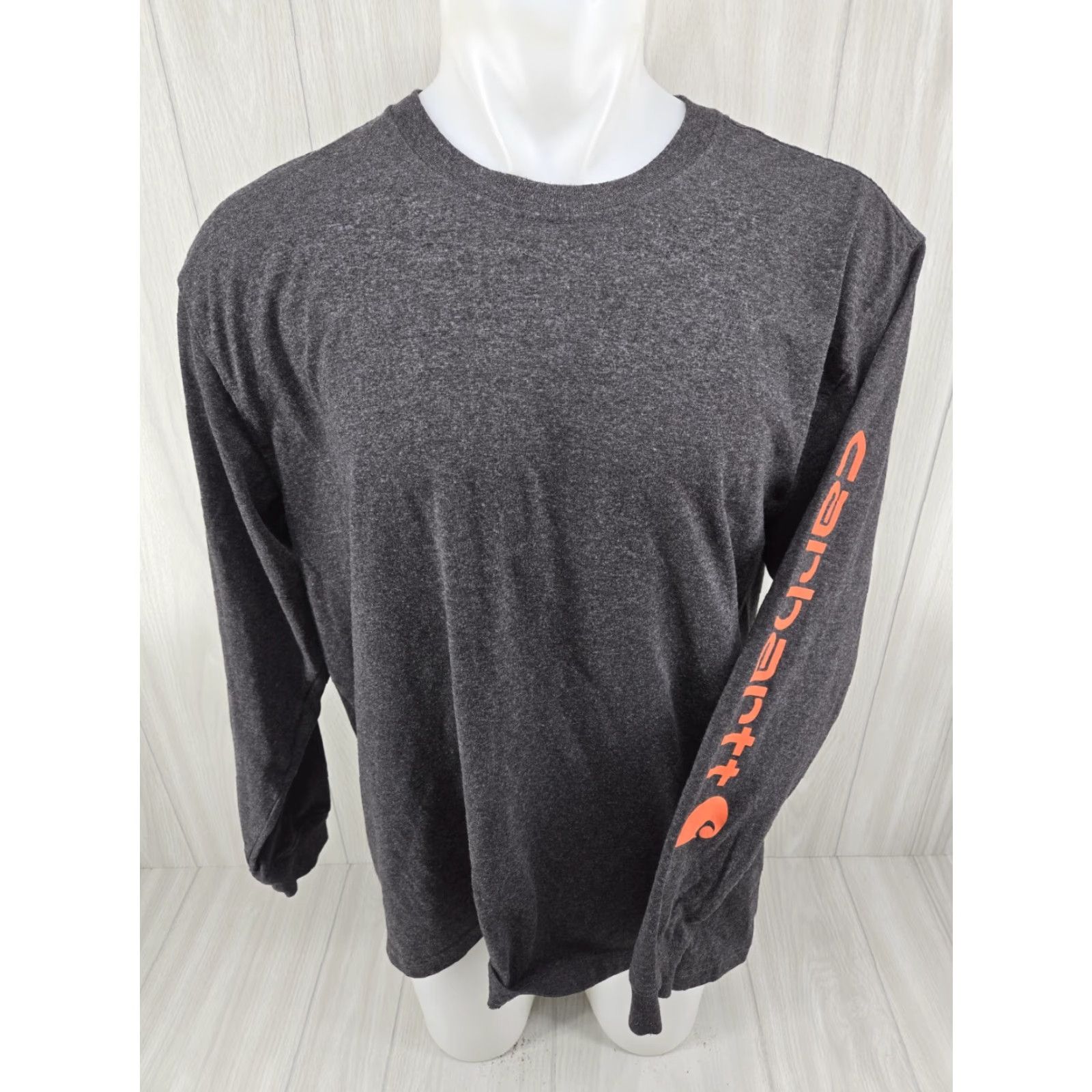 Carhartt Carhartt Loose Fit Long Sleeve Shirt Men L Charcoal Gray Orange Spellout Shirt Size US L / EU 52-54 / 3 - 4 Thumbnail