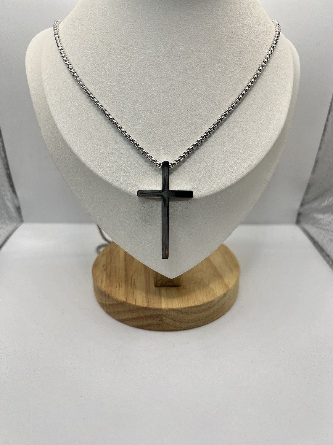 Jewelry x Vintage Silver Cross Stainless Steel Chain Necklace, Women's