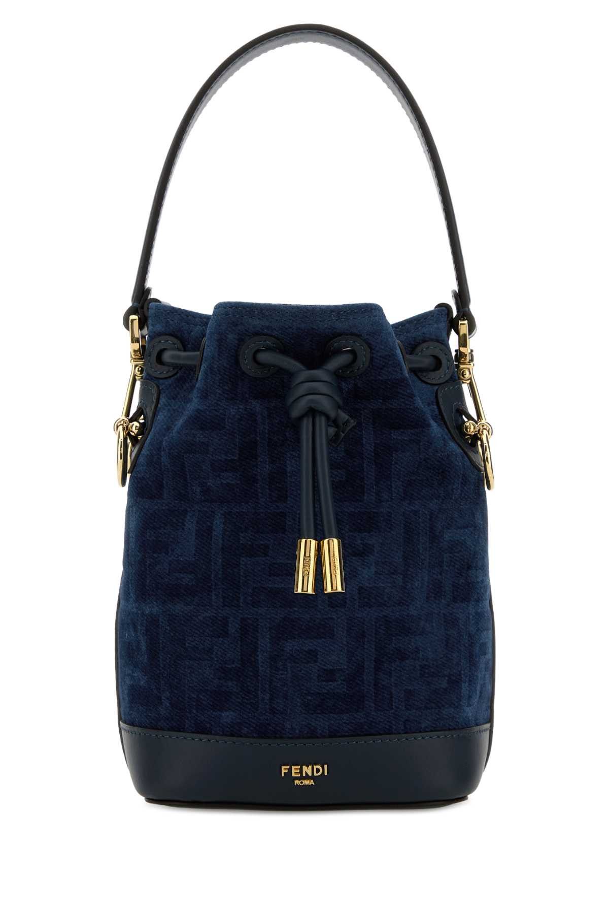 Fendi Dark Blue Velvet Mon Tresor Bucket Bag Size ONE SIZE - 1 Thumbnail