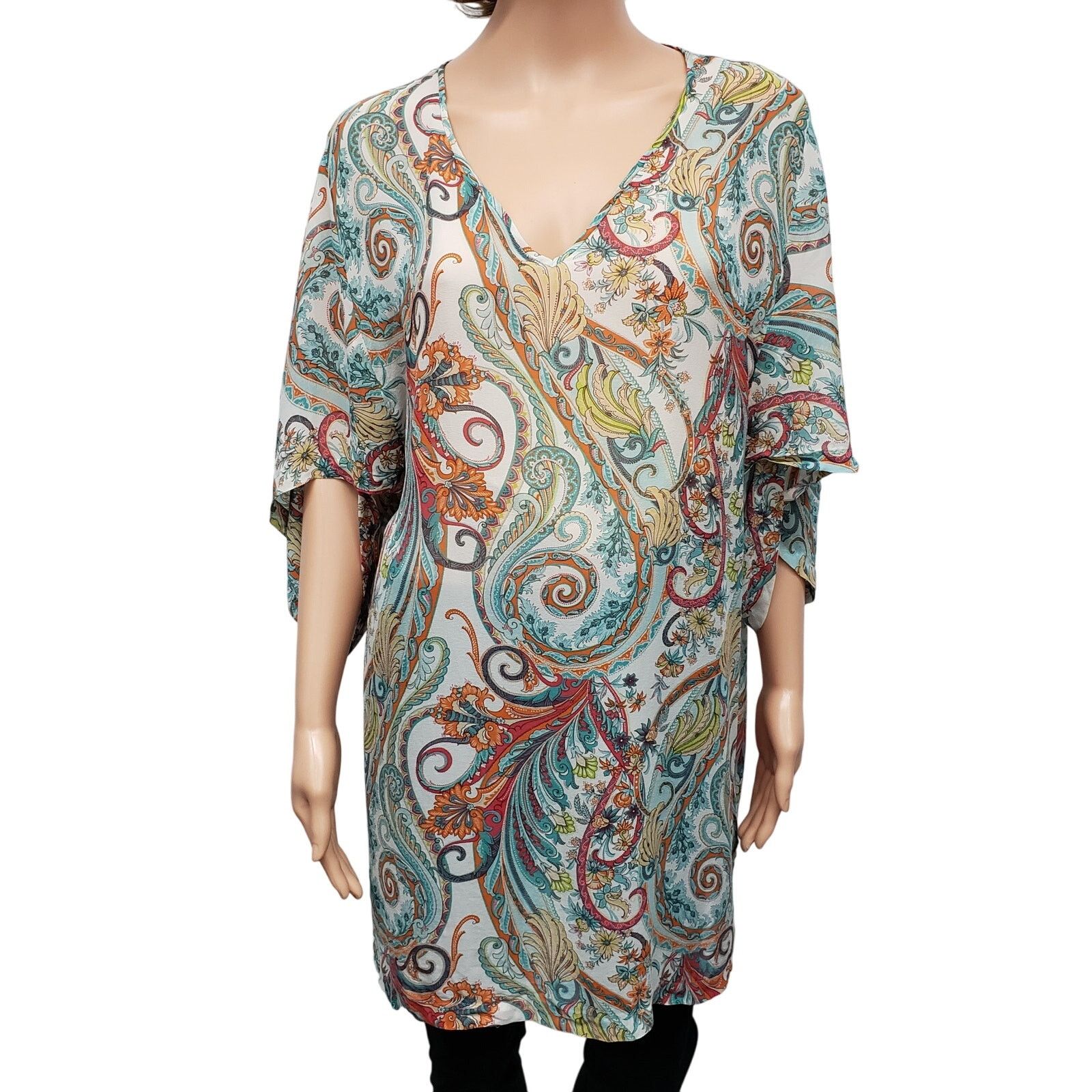 Lafayette 148 Lafayette 148 Silk Paisley Top Blouse Tunic Oversized V-Neck Size S / US 4 / IT 40 - 2 Thumbnail