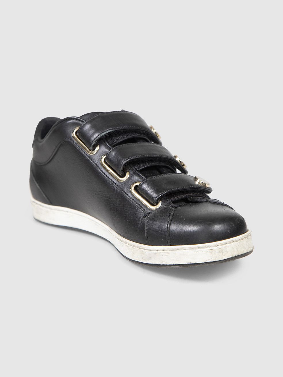 Jimmy Choo Black Leather NY Velcro Trainers Size US 8.5 / IT 38.5 - 1 Thumbnail