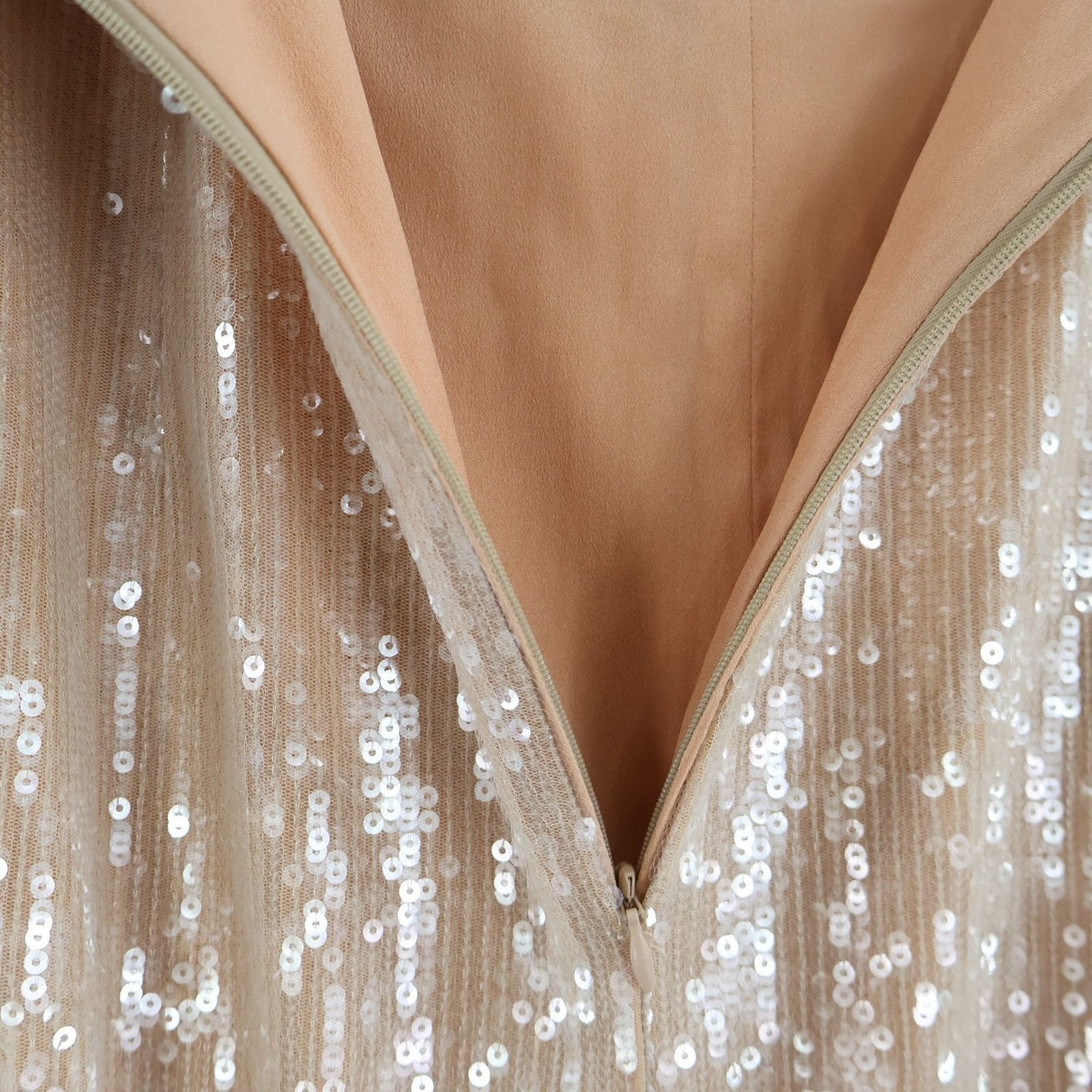 Self-Portrait Self Portrait Sequin Maxi Dress Womens 10 Beige Formal Dance Size L / US 10 / IT 46 - 11 Thumbnail