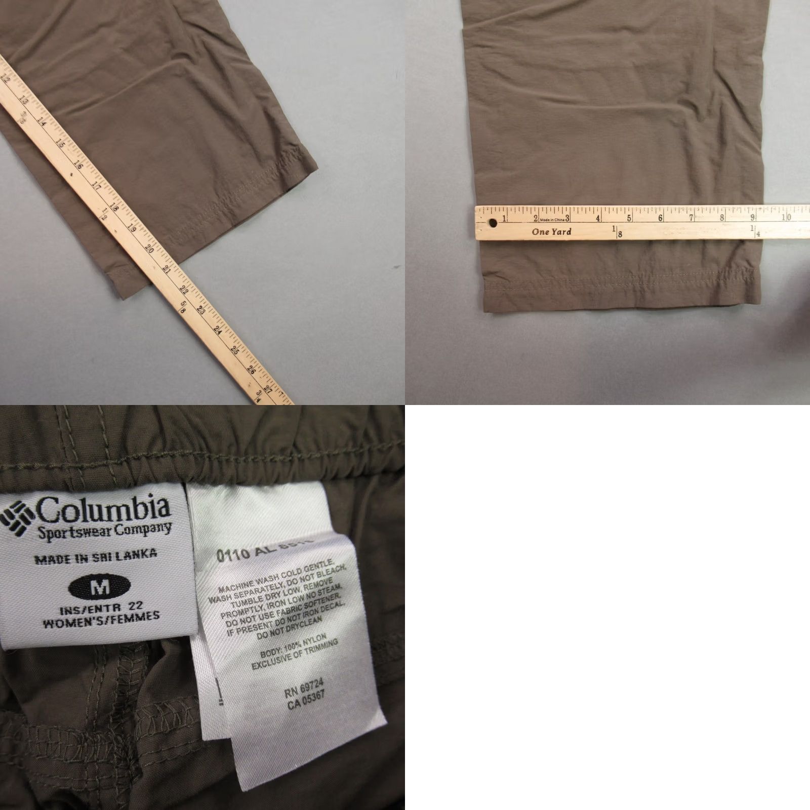 Vintage Columbia Pants Women Medium Lightweight Straight Leg Outdoors Pockets Brown Nylon Knit Blocked Short Size 32" / US 10 / IT 46 - 8 Thumbnail