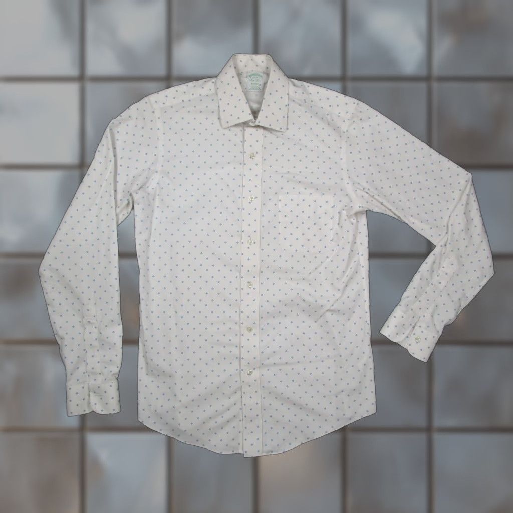 Brooks Brothers Brooks Brothers Milano Dress Shirt Mens 15 35 White Supima Non-Iron Slim Knit Button-Up Work Modern Size 34R - 1 Thumbnail
