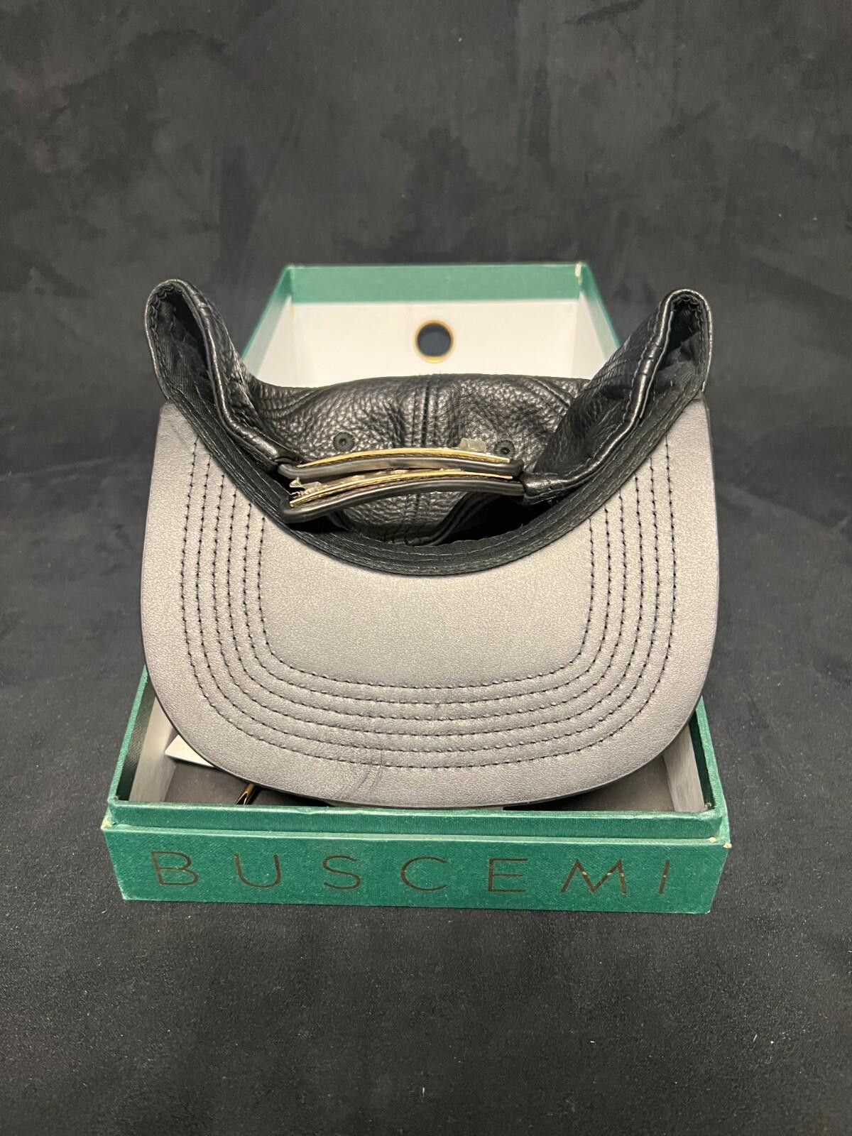 Buscemi BUSCEMI SCREWBACK CAP 2001SBHC PEBBLED COW LEATHER BLACK HAT Size ONE SIZE - 10 Thumbnail