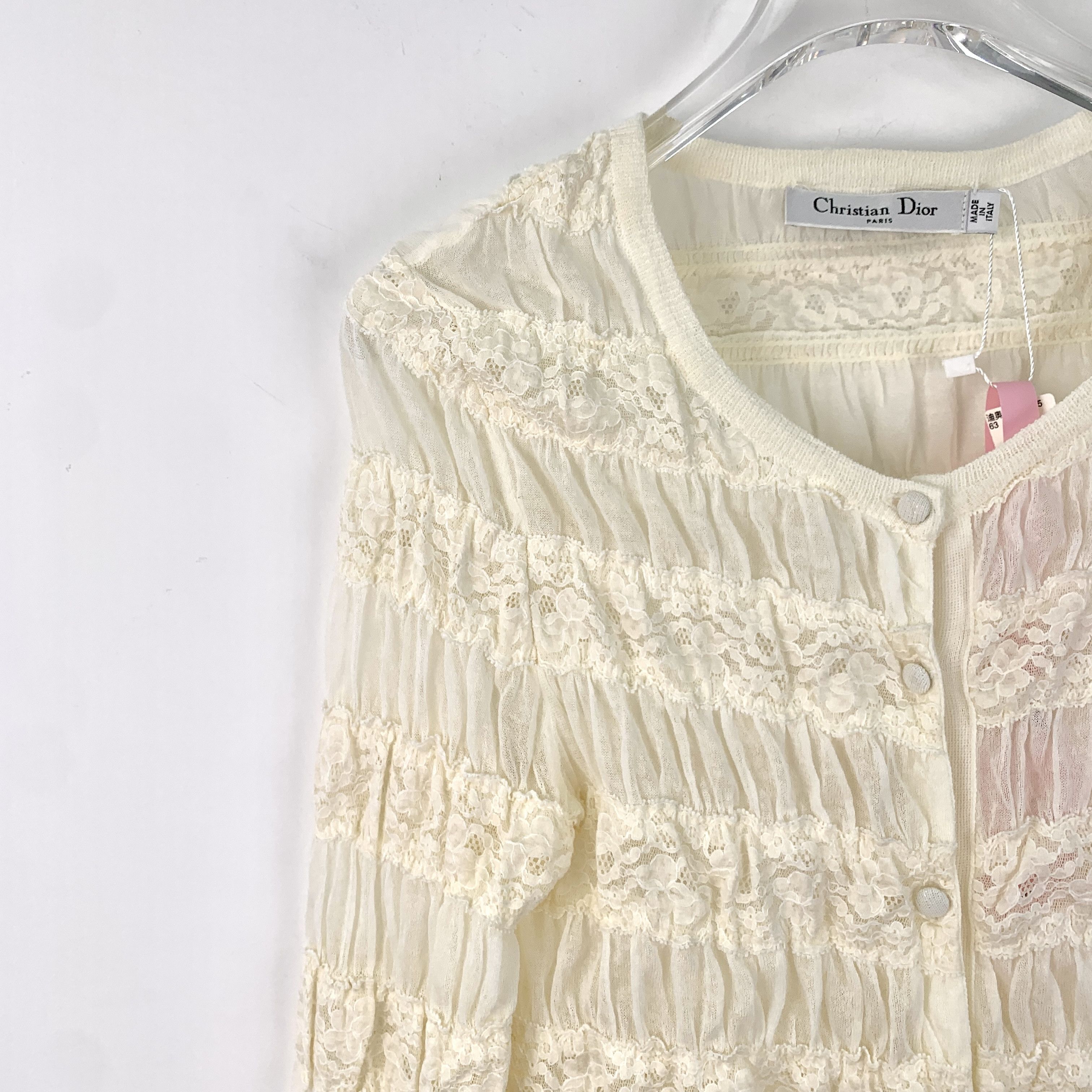 Dior Christian Dior Beige Lace Long Sleeve Jacket (Size XS) Size XS / US 0-2 / IT 36-38 - 5 Thumbnail