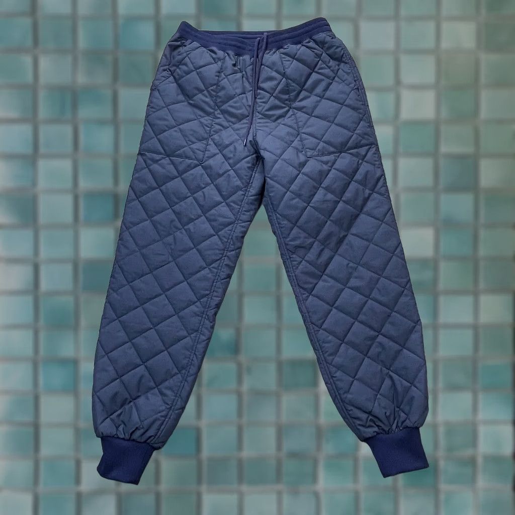 Vintage Not So Ape Pants Men Medium Blue Puffer Quilted Insulated Tapered Leg Drawstring Size US 31 - 1 Thumbnail