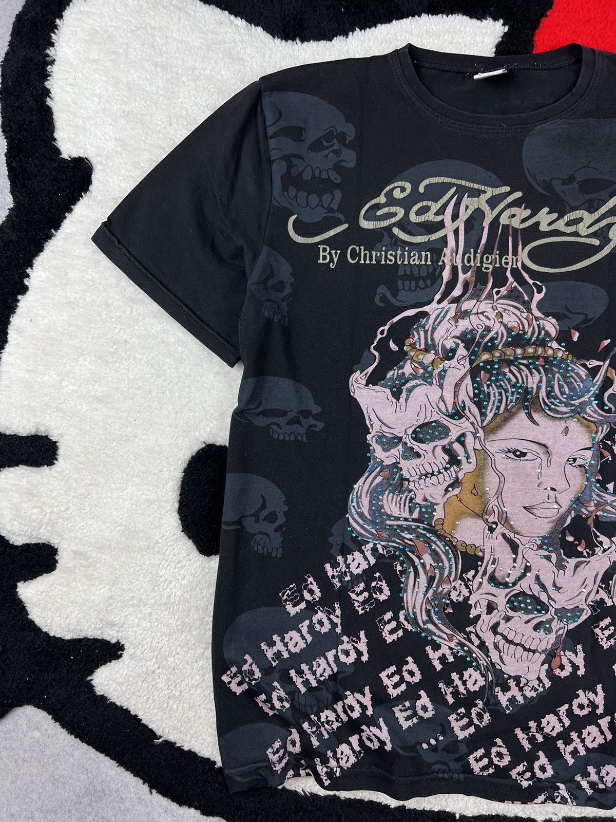 Ed Hardy Vintage Ed Hardy by Christian Audigier Skulls Girl Y2K Tee Size L / US 10 / IT 46 - 2 Thumbnail