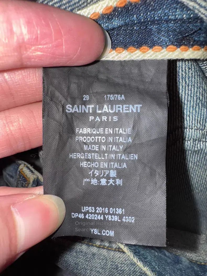 Saint Laurent Paris Saint Laurent Paris Light Blue Cat Claw Destroyed Cut Deni Size US 29 - 7 Thumbnail